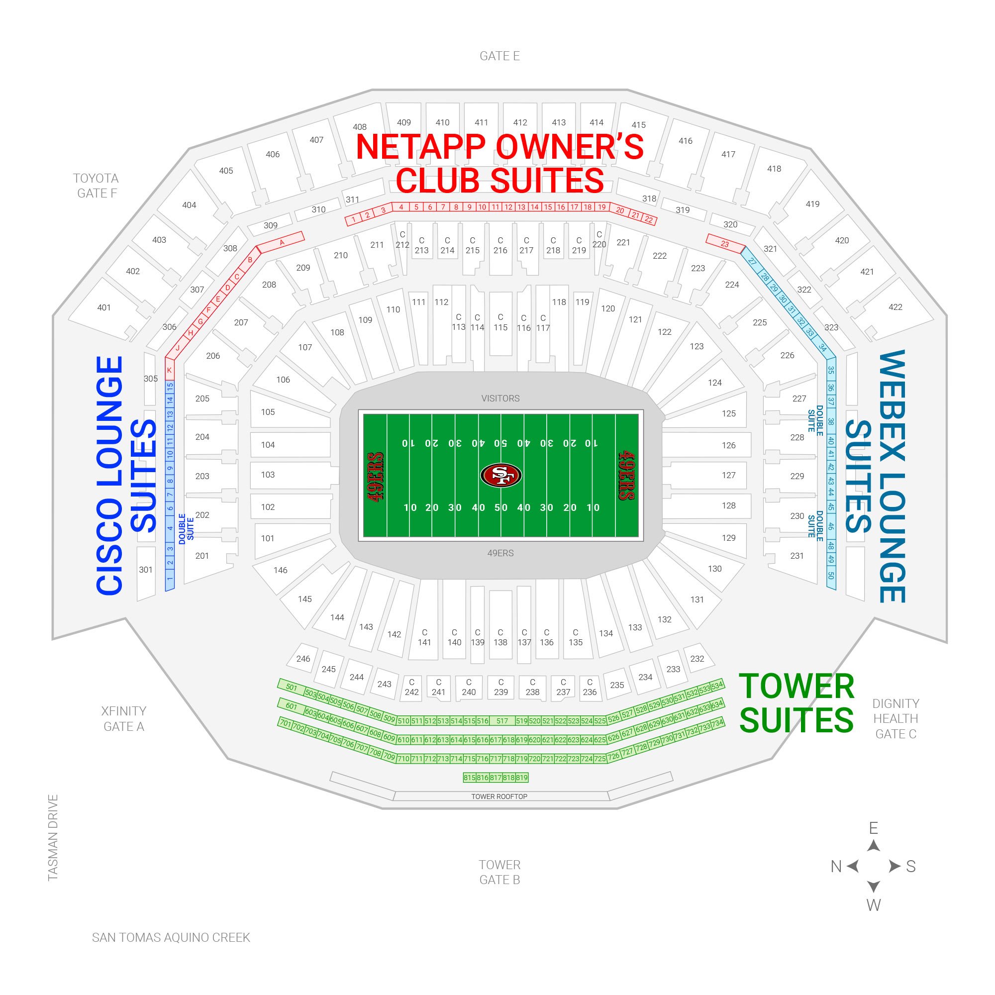 San Francisco 49ers suite map