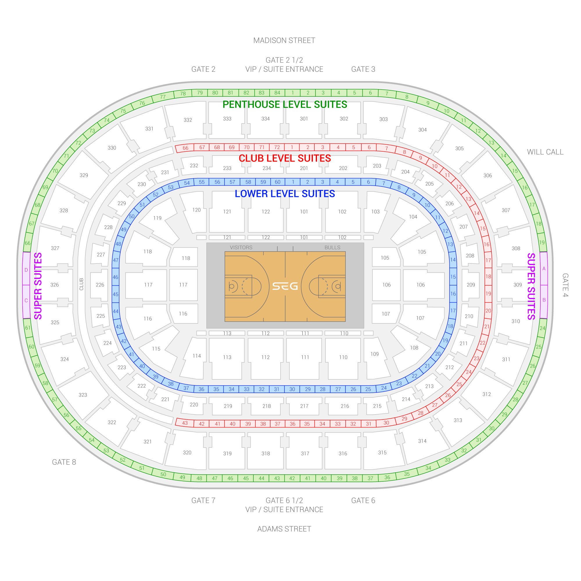 Chicago Bulls suite map