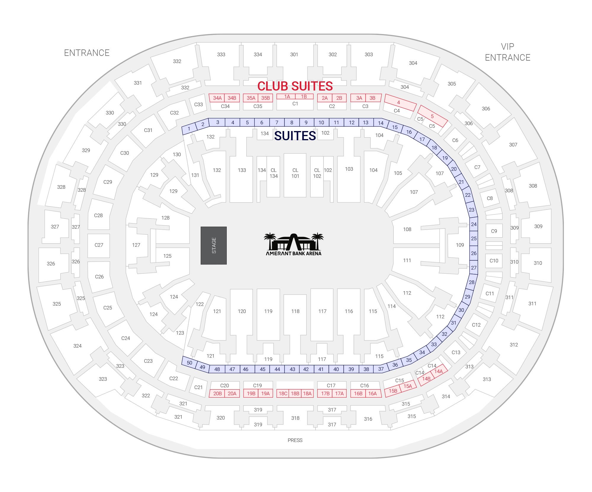 Map of Amerant Bank Arena