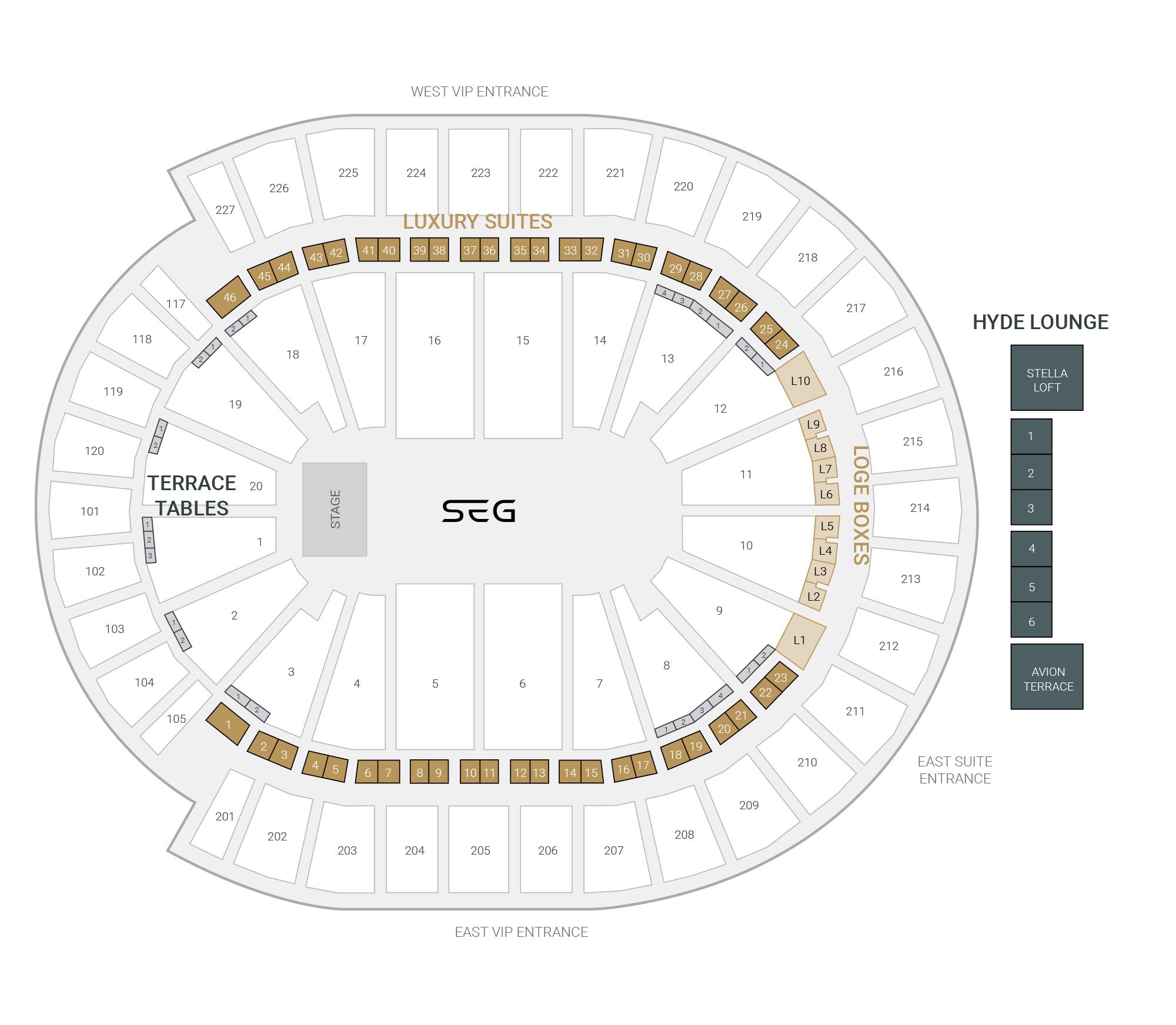 Map of T-Mobile Arena