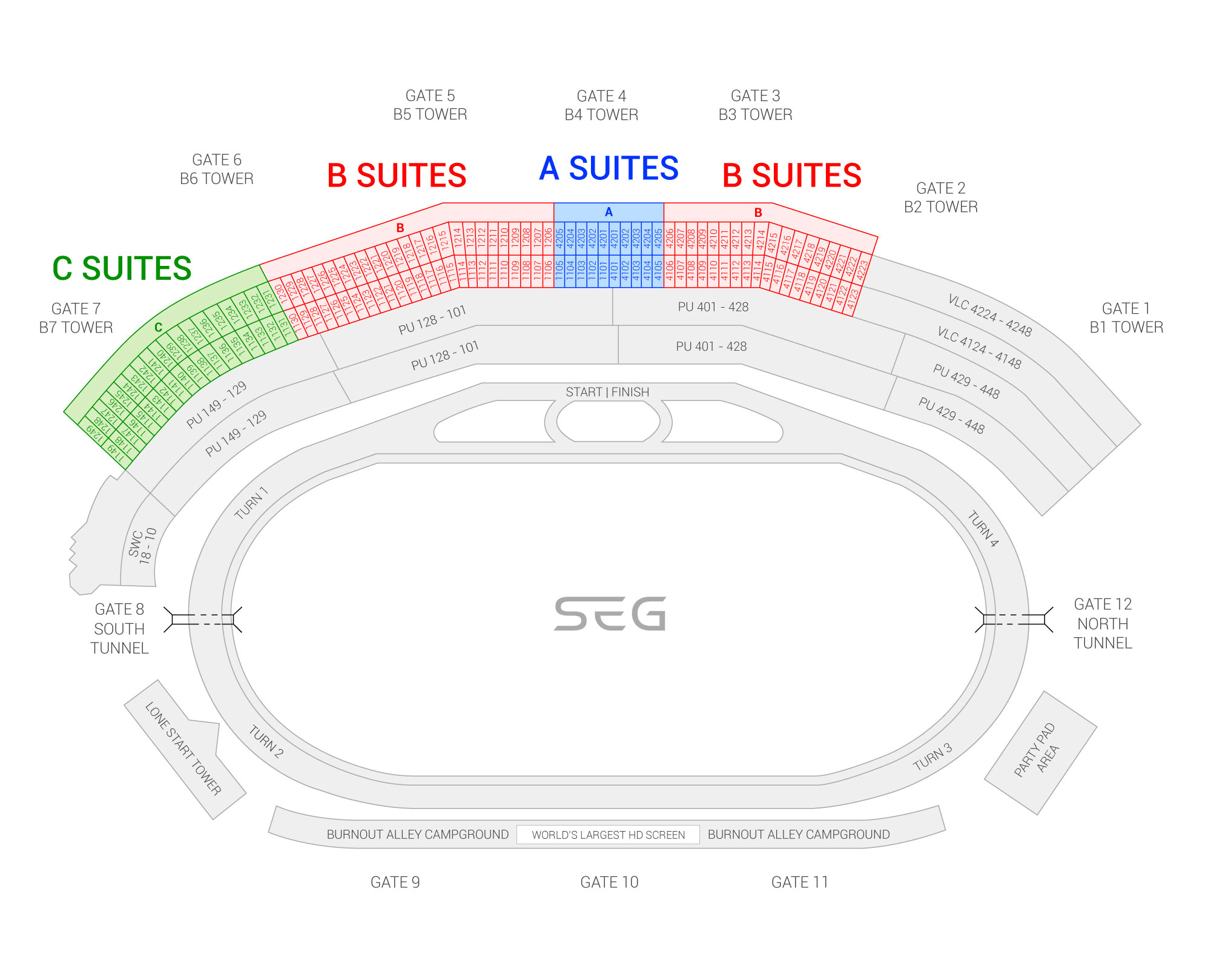 Texas Motor Speedway Suite Map