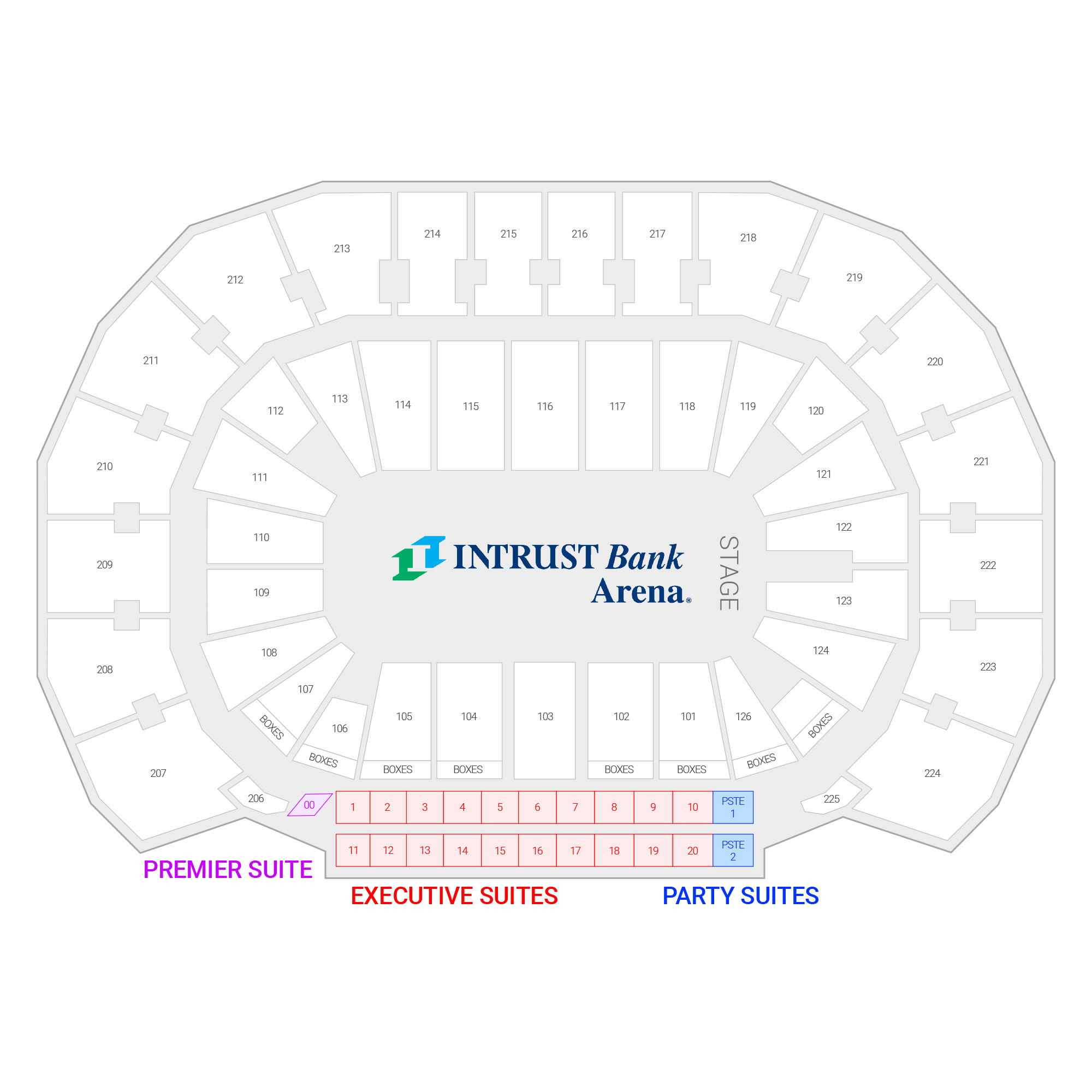 INTRUST Bank Arena Suite Map