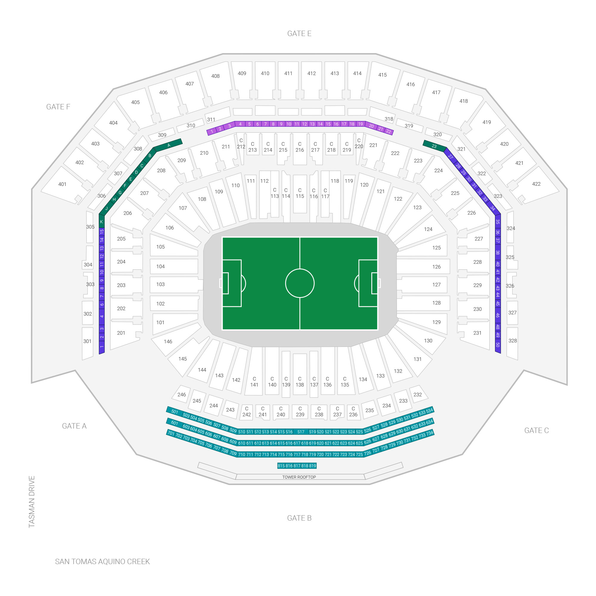 San Francisco Bay Area Stadium Suite Map