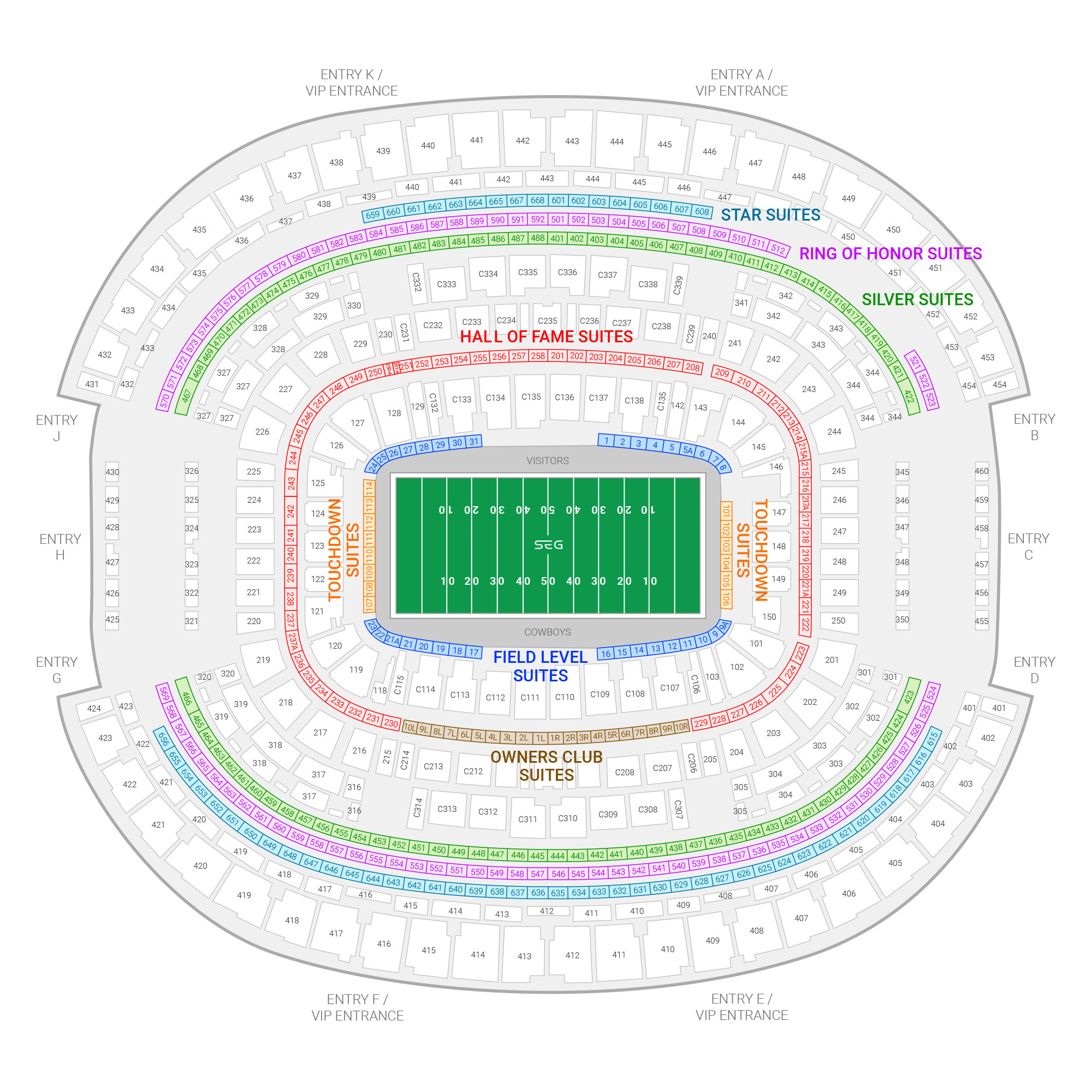 Cowboys Virtual Seating Chart