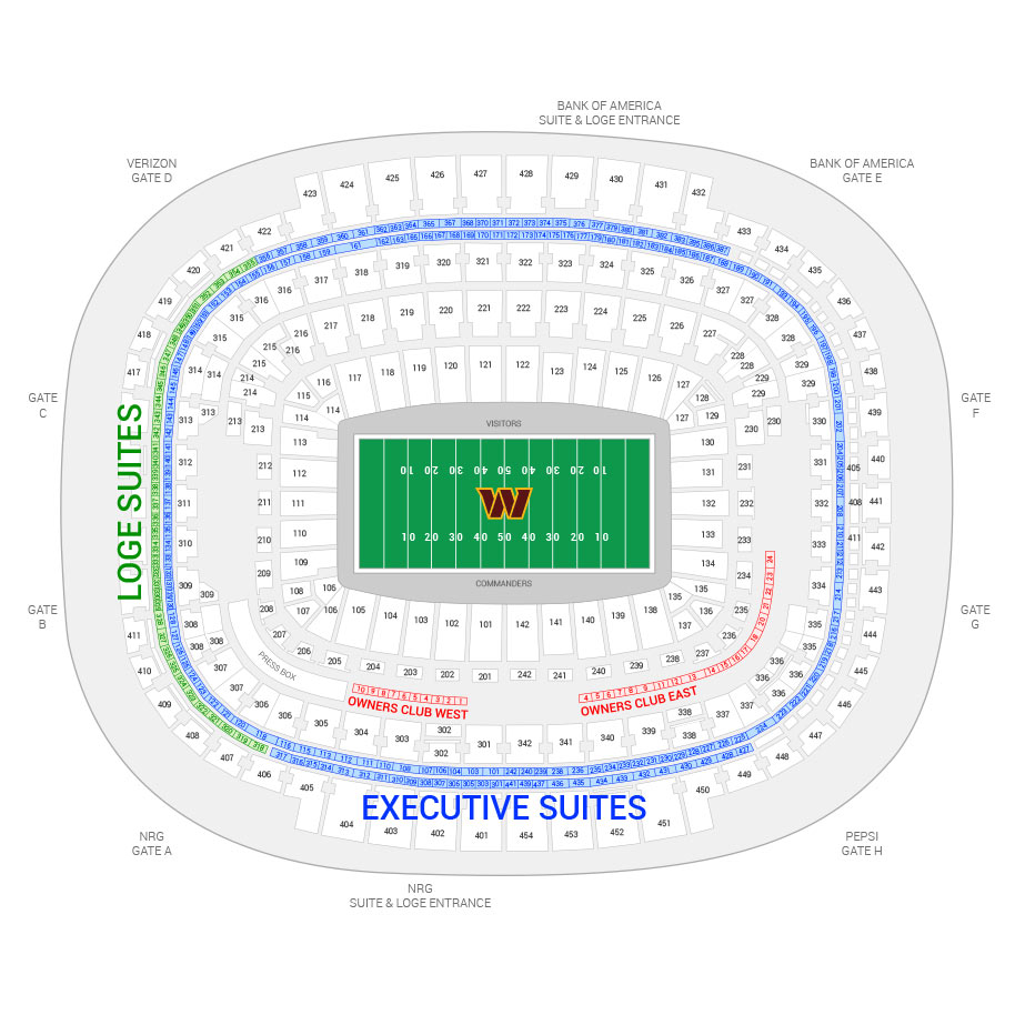 Redskins Fedex Field Seating Chart