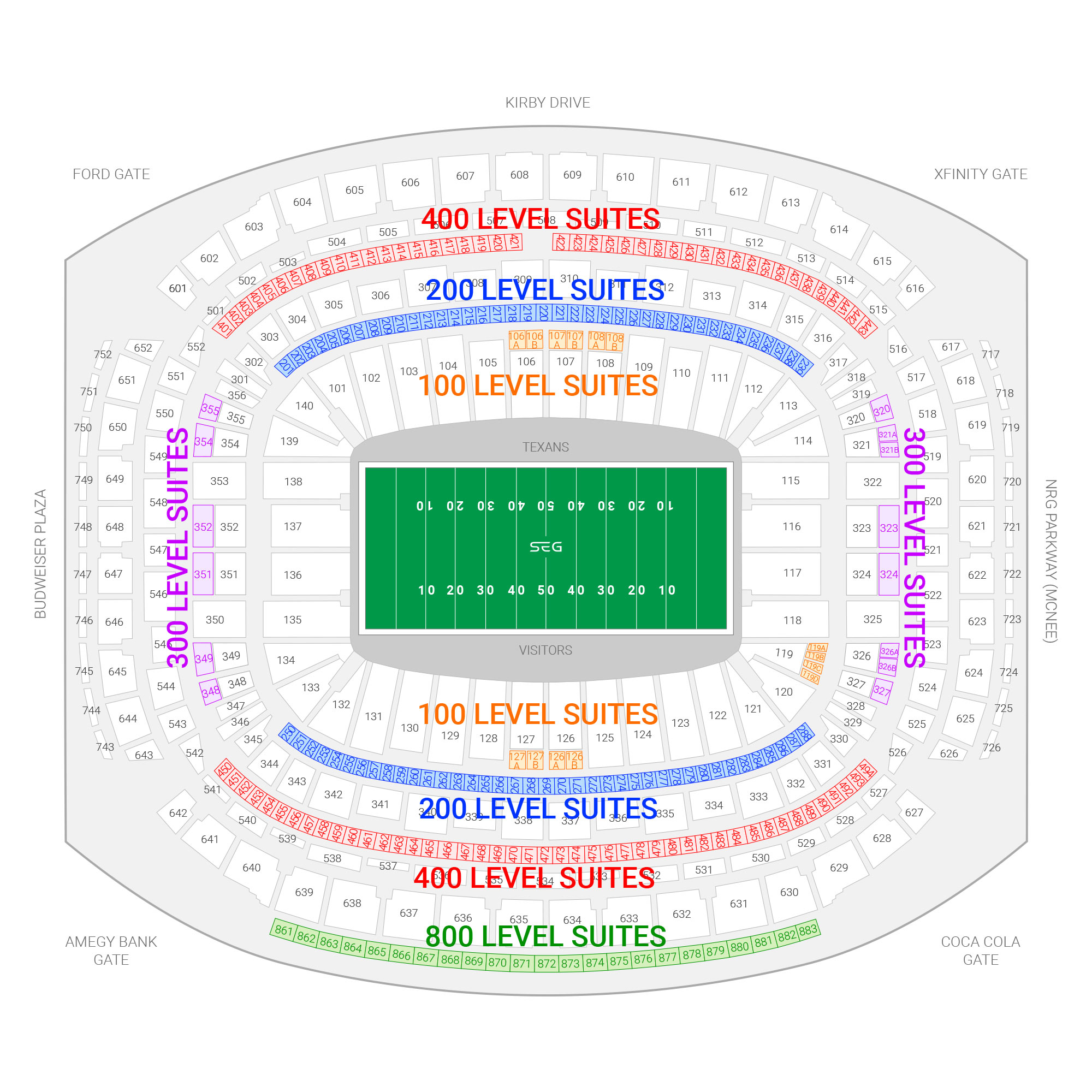 NRG Stadium / Houston Texans Suite Map and Seating Chart