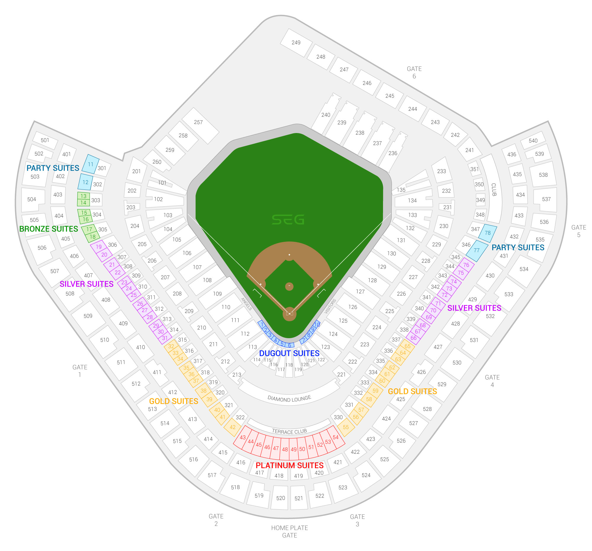 Angel Stadium of Anaheim / Los Angeles Angels Suite Map and Seating Chart