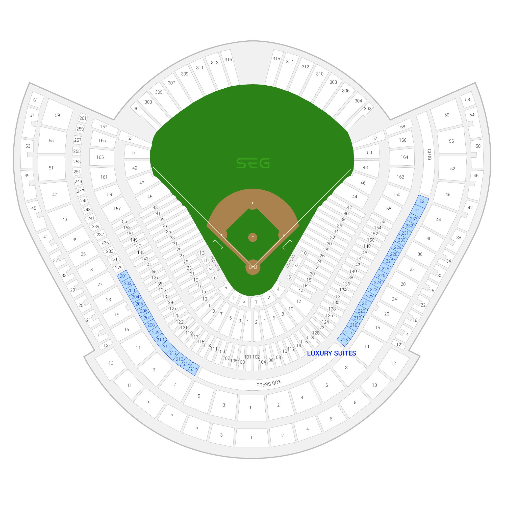 Dodger Stadium /  Suite Map and Seating Chart