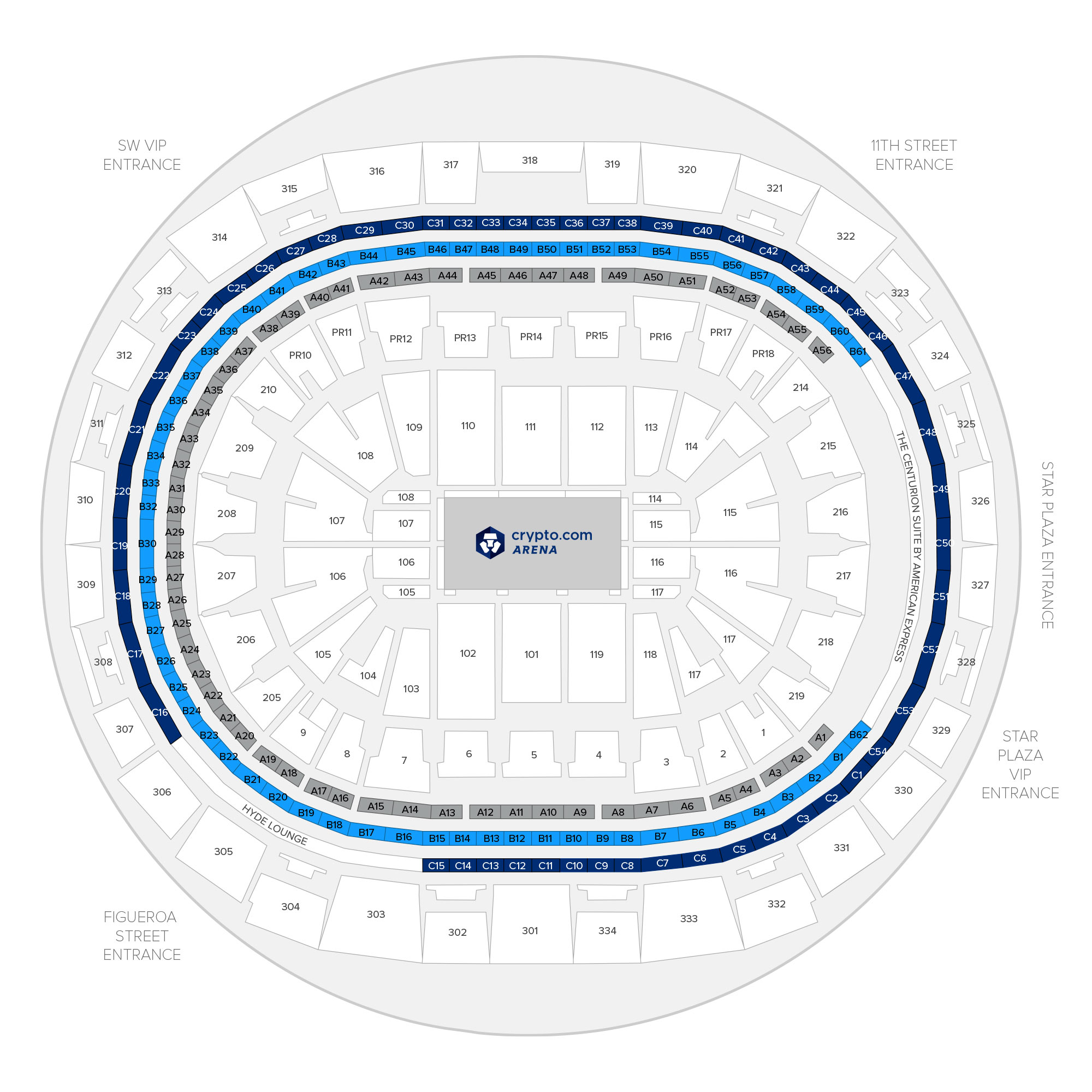 Crypto.com Arena (Formerly Staples Center) / Los Angeles Lakers Suite Map and Seating Chart