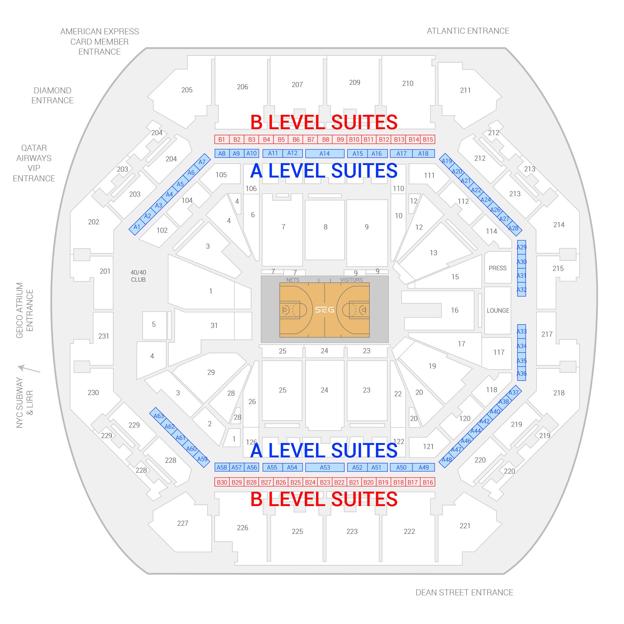 Barclays Center /  Suite Map and Seating Chart