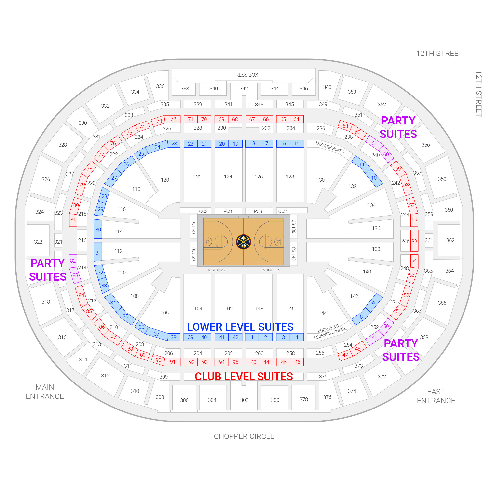 Pepsi Center Club Level Seating Chart