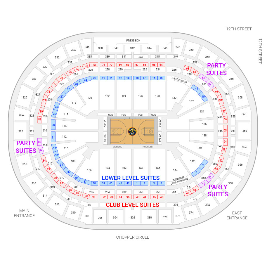 Pepsi Center Seating Chart With Rows And Seat Numbers