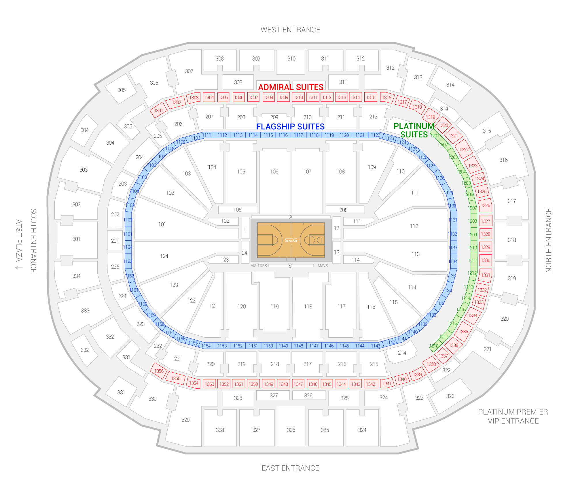 American Airlines Center / Dallas Mavericks Suite Map and Seating Chart