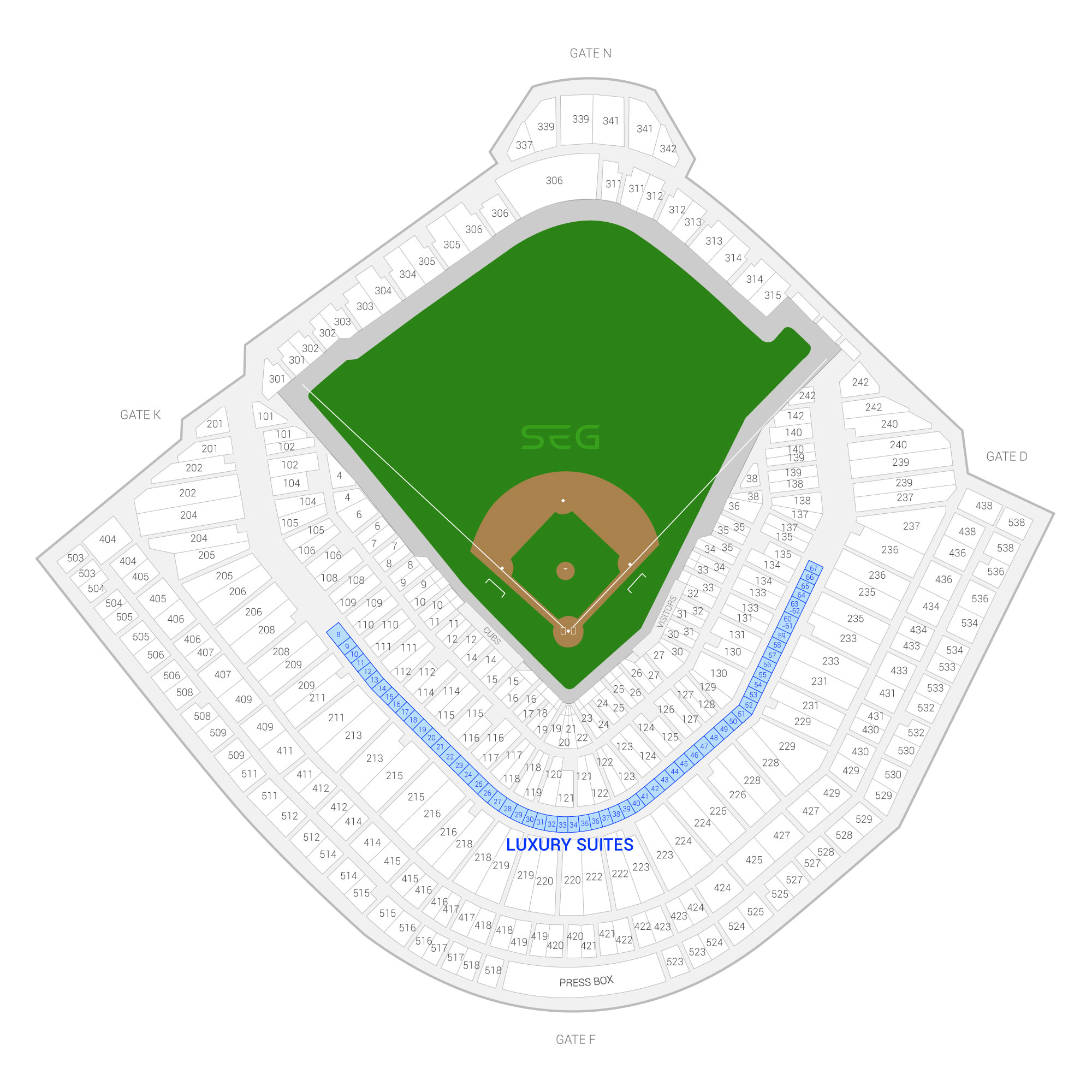 Wrigley Field / Chicago Cubs Suite Map and Seating Chart