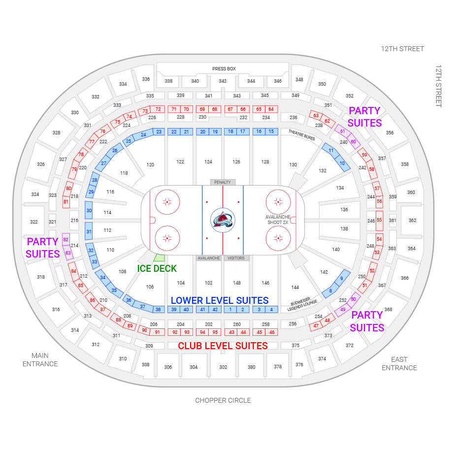 colorado avalanche suite rentals pepsi center suite experience group pepsi center seating chart with seat numbers