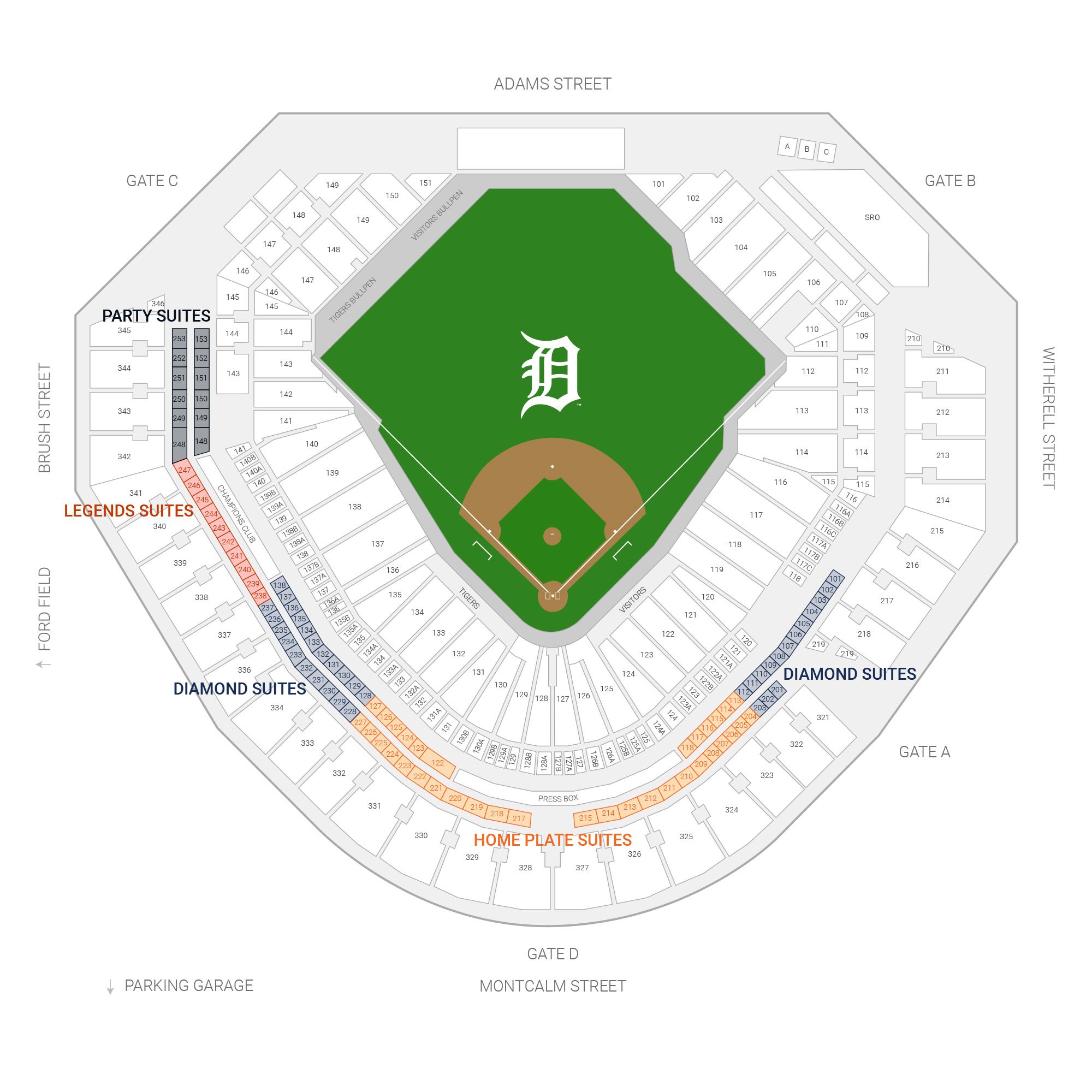 Comerica Park /  Suite Map and Seating Chart