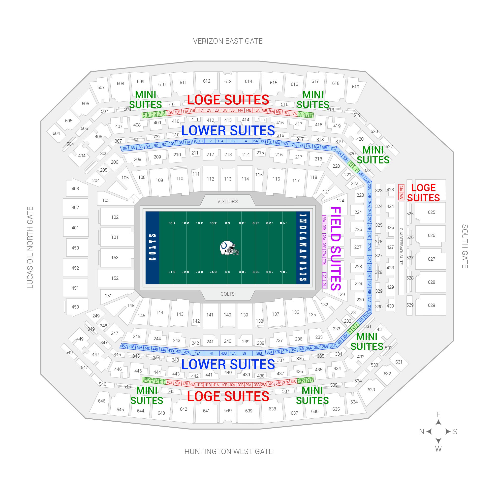 Lucas Oil Stadium / College Football Playoff National Championship Suite Map and Seating Chart