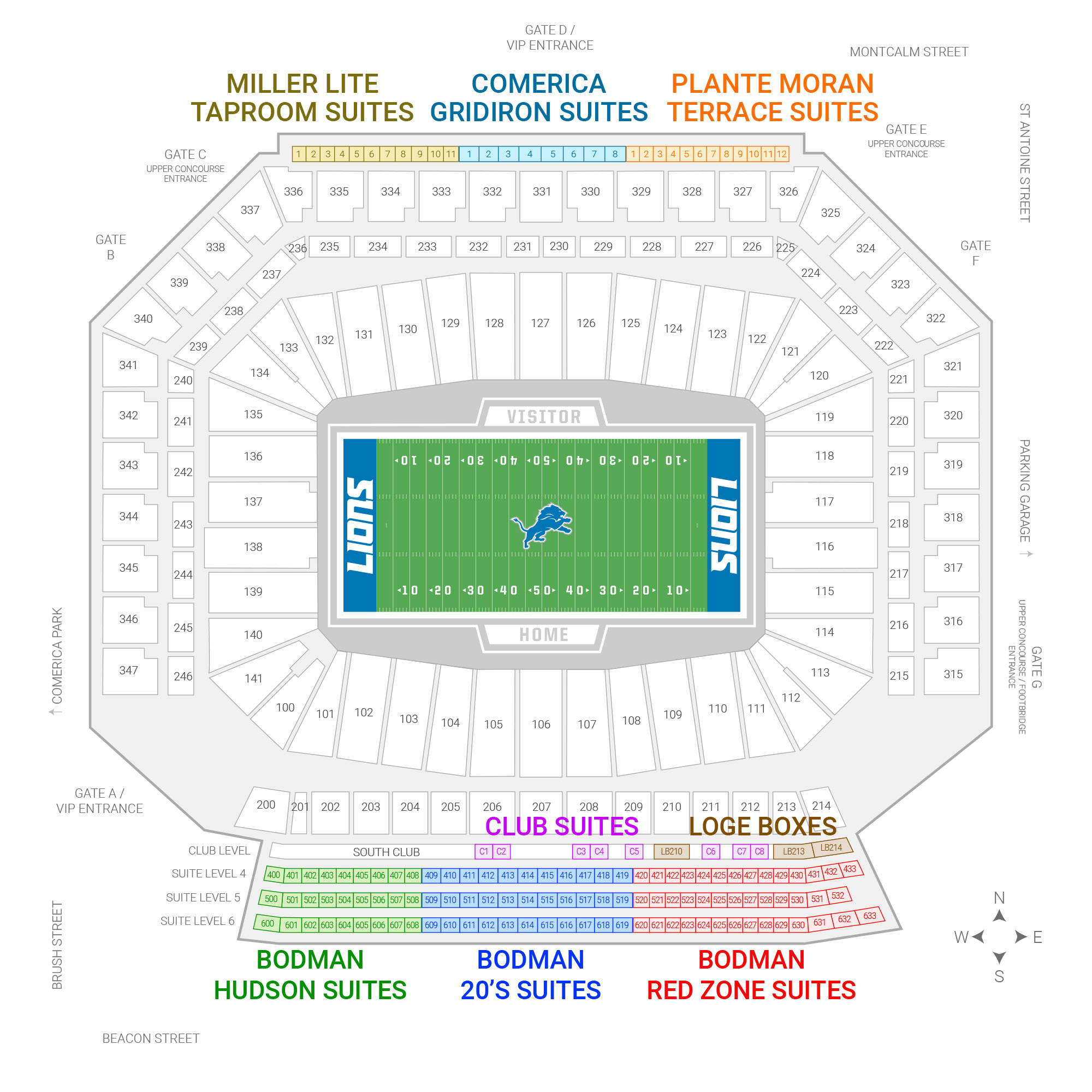 Detroit Lions Seating Chart With Seat Numbers