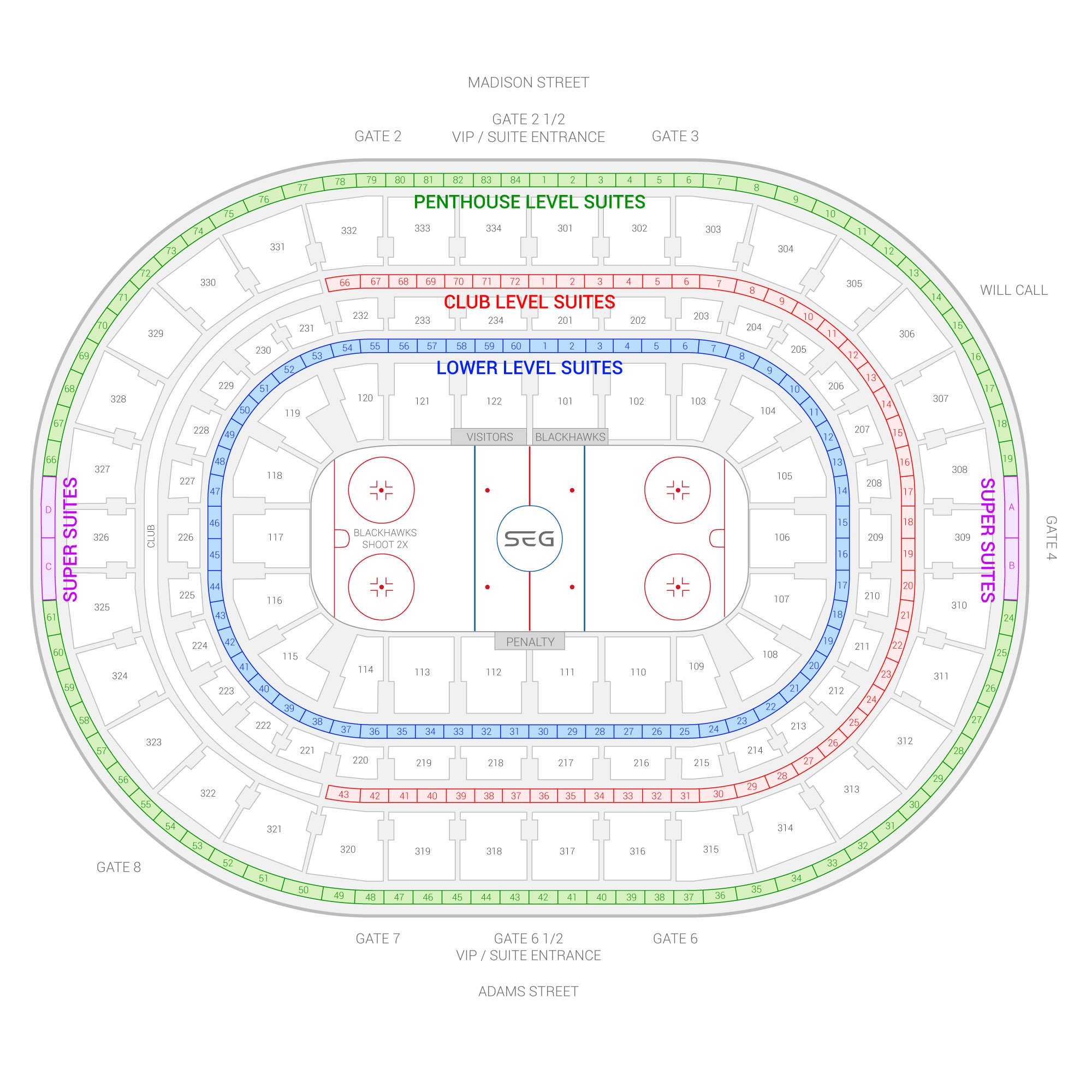 United Center / Chicago Blackhawks Suite Map and Seating Chart