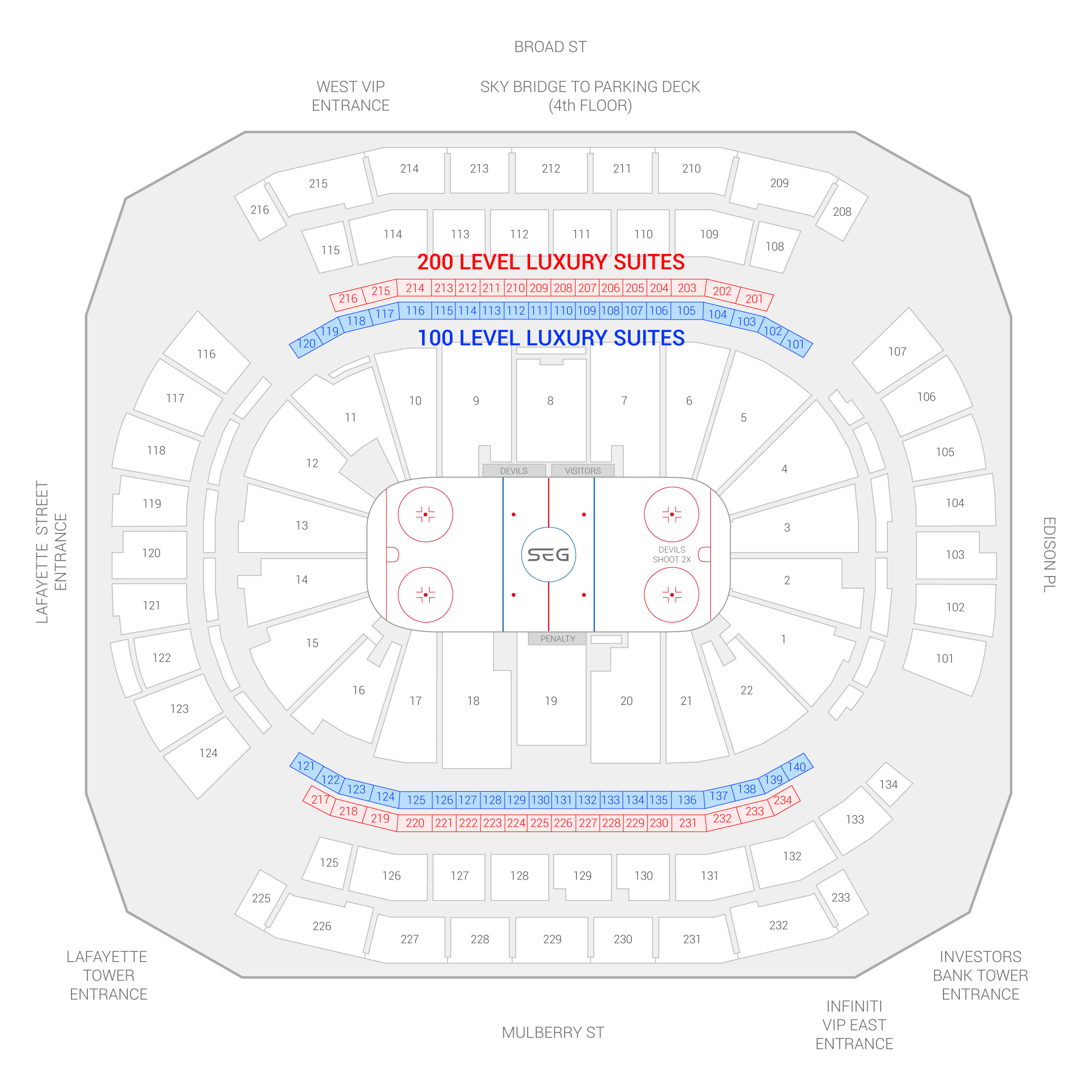 Prudential Center /  Suite Map and Seating Chart