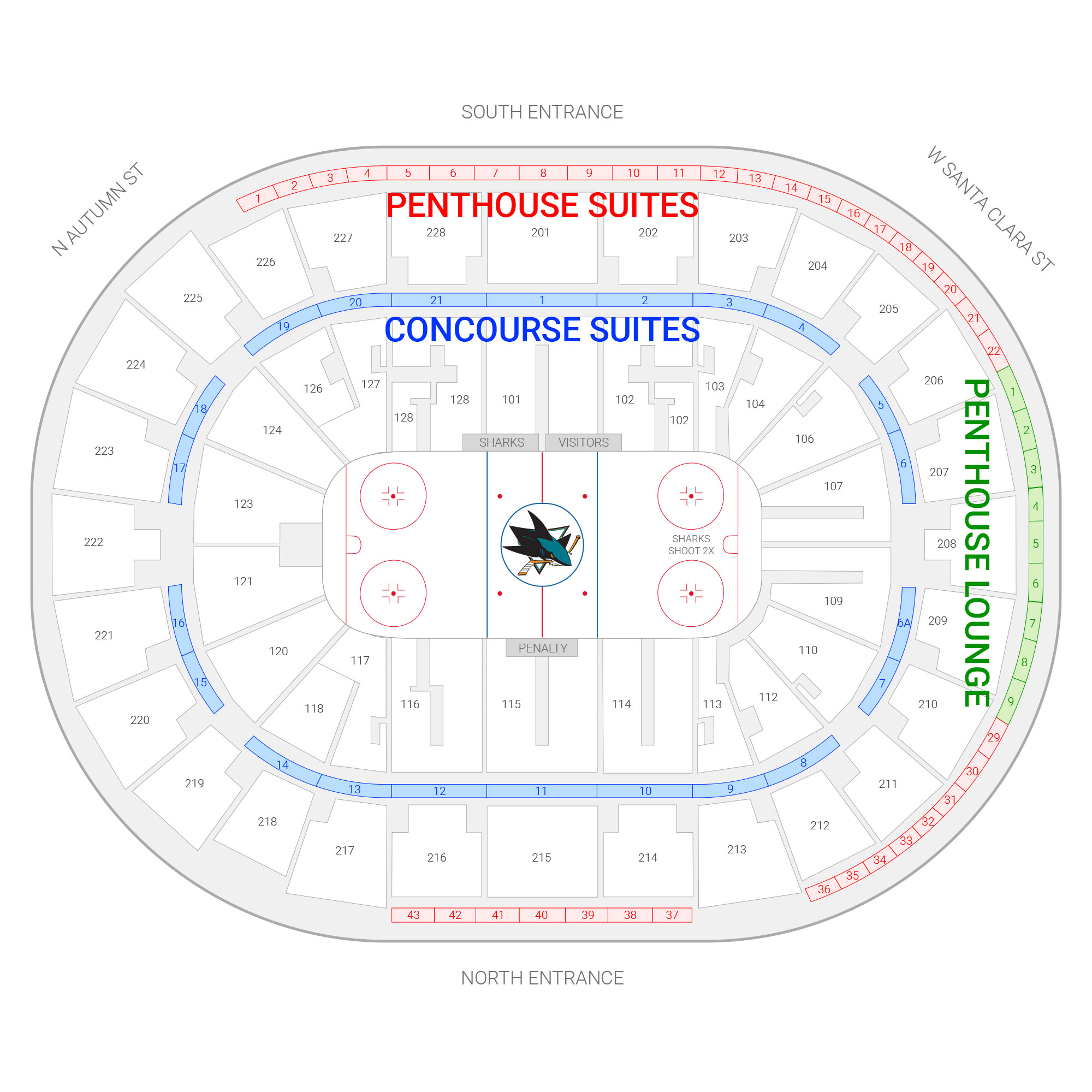 SAP Center /  Suite Map and Seating Chart