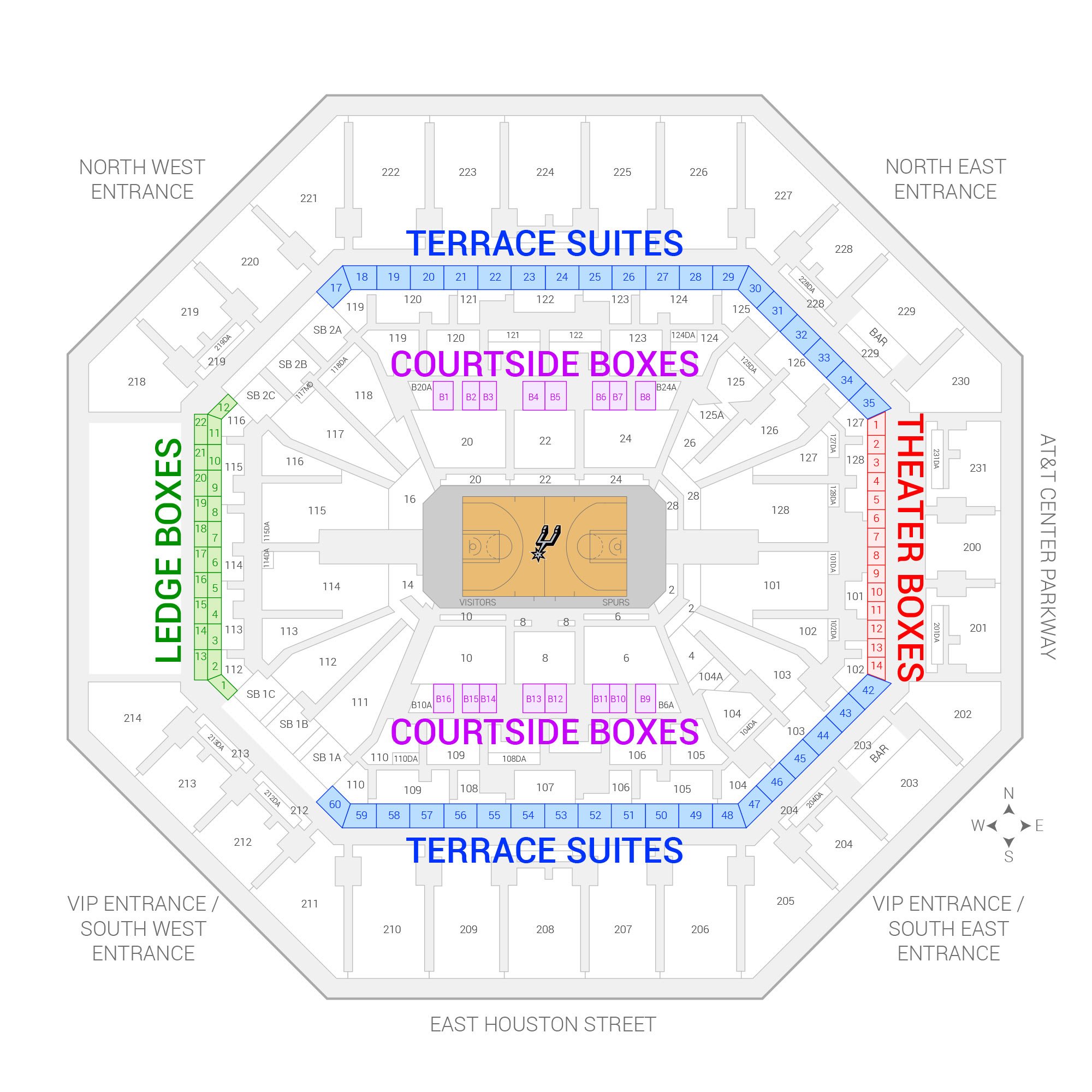 AT&T Center / San Antonio Spurs Suite Map and Seating Chart