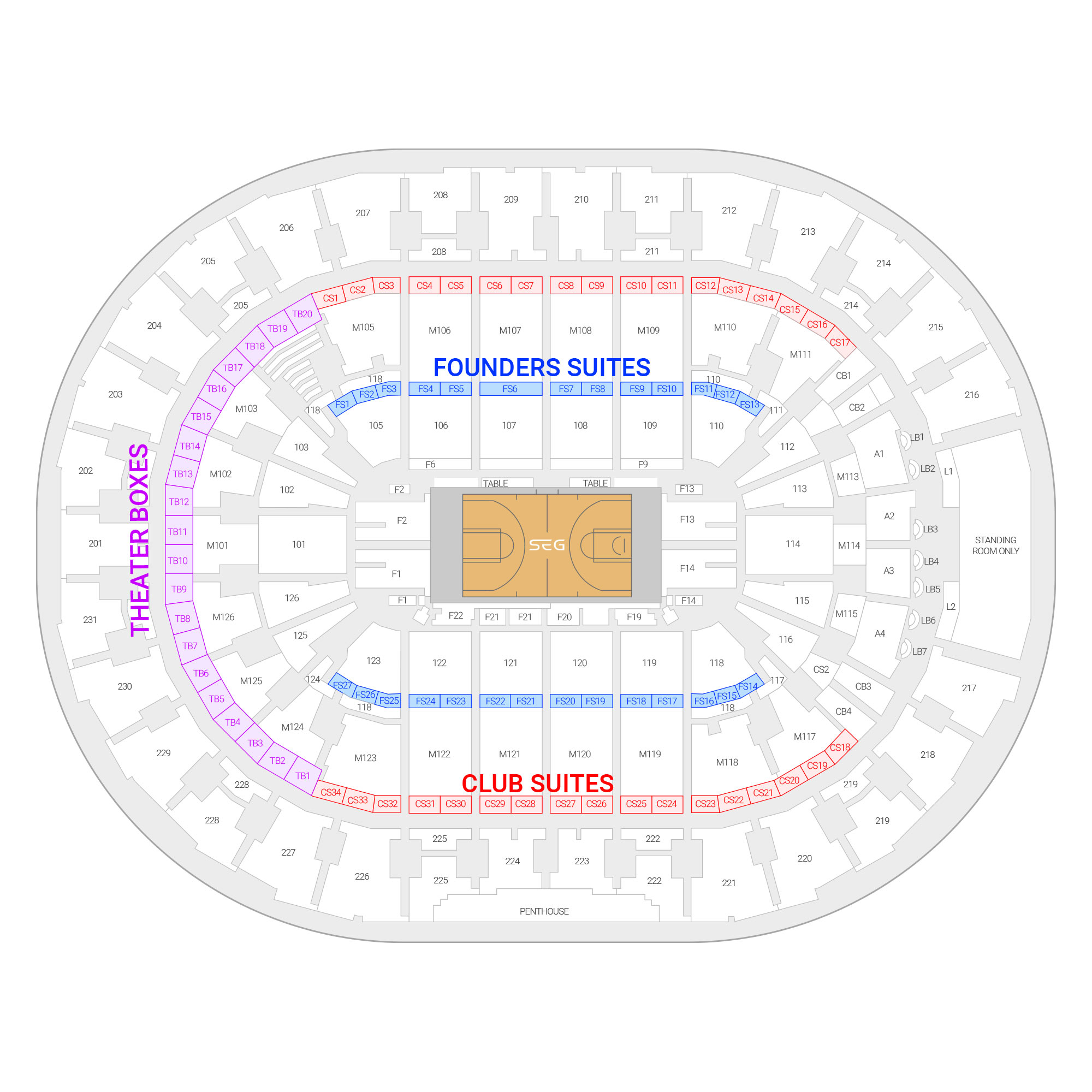 Rocket Arena /  Suite Map and Seating Chart