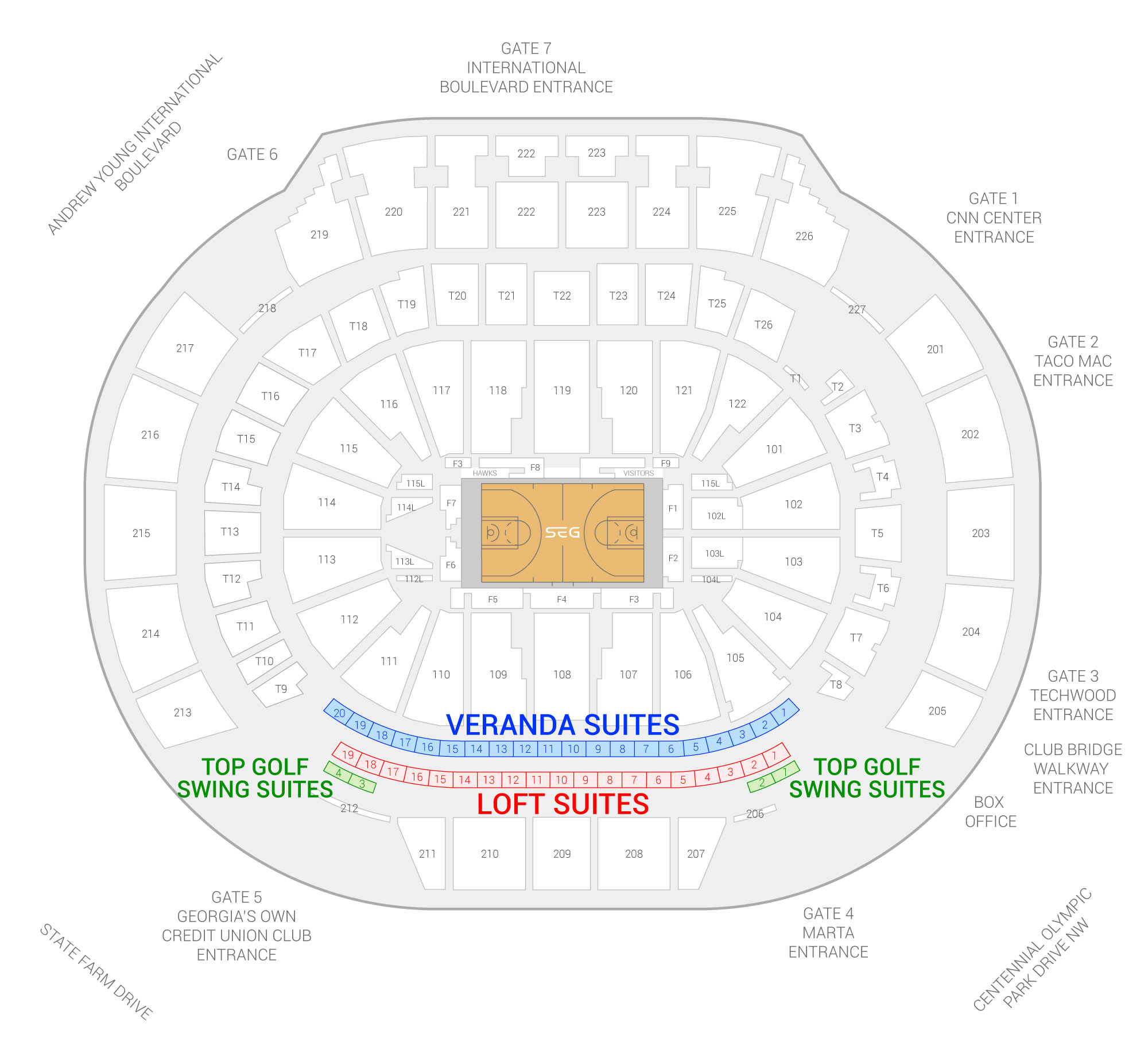 State Farm Arena / Atlanta Hawks Suite Map and Seating Chart