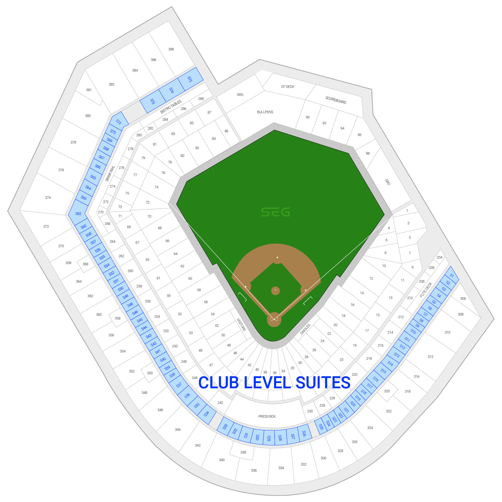 Oriole Park at Camden Yards /  Suite Map and Seating Chart