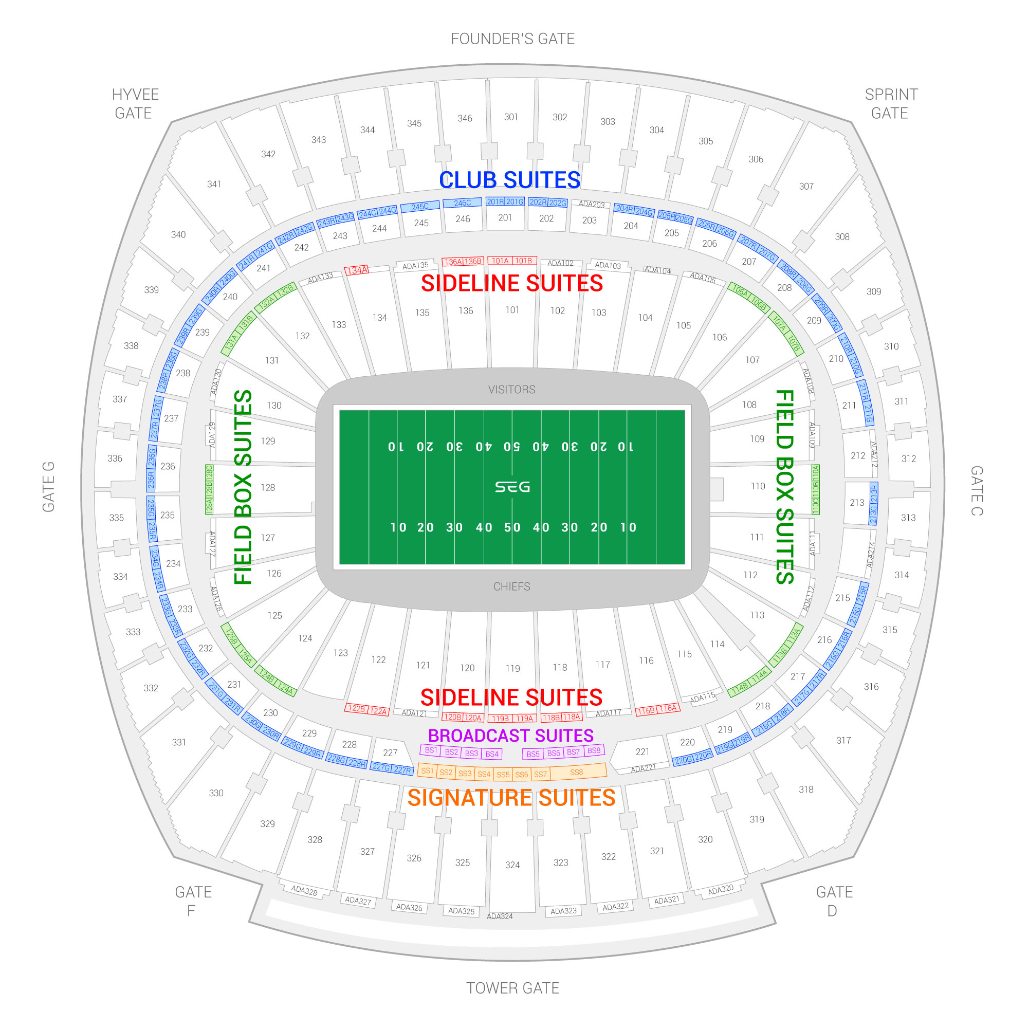 Arrowhead Stadium /  Suite Map and Seating Chart