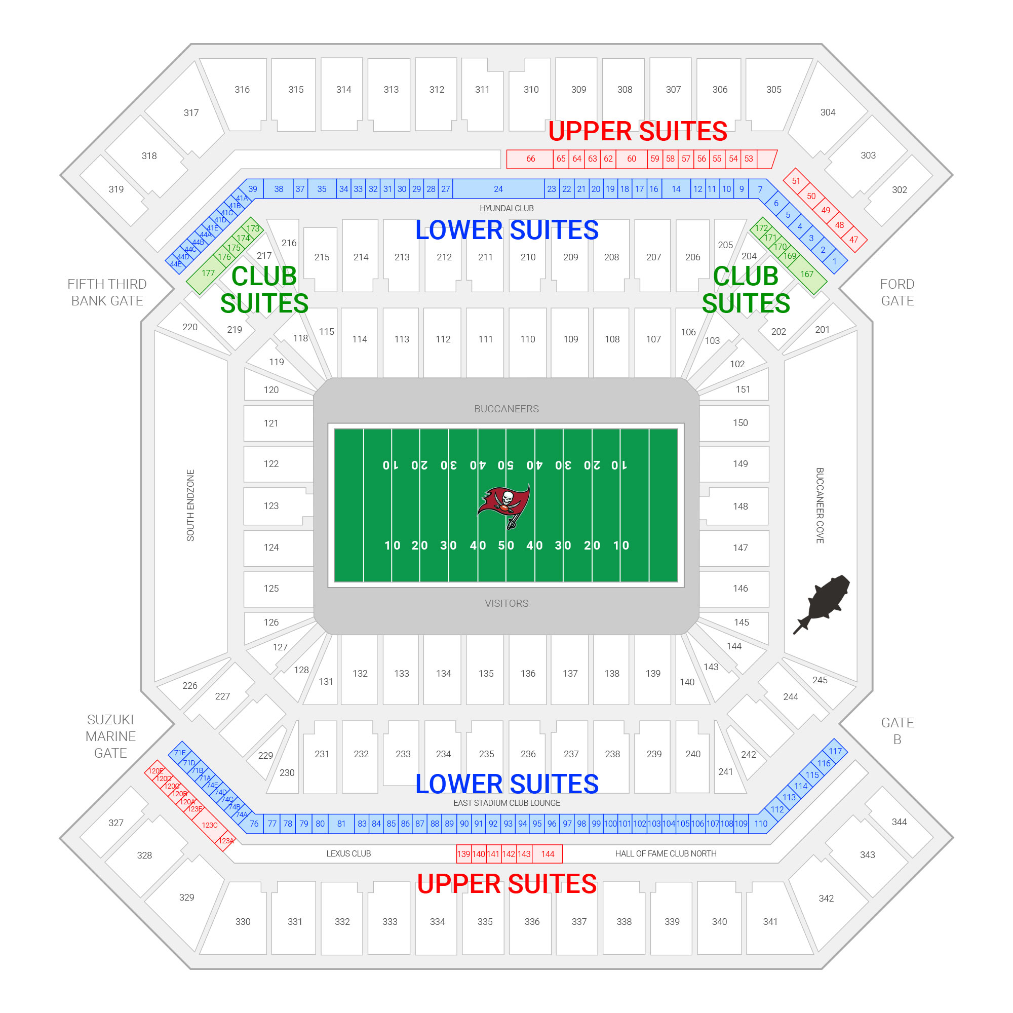 Tampa Bay Buccaneers Raymond James Stadium Seating Chart