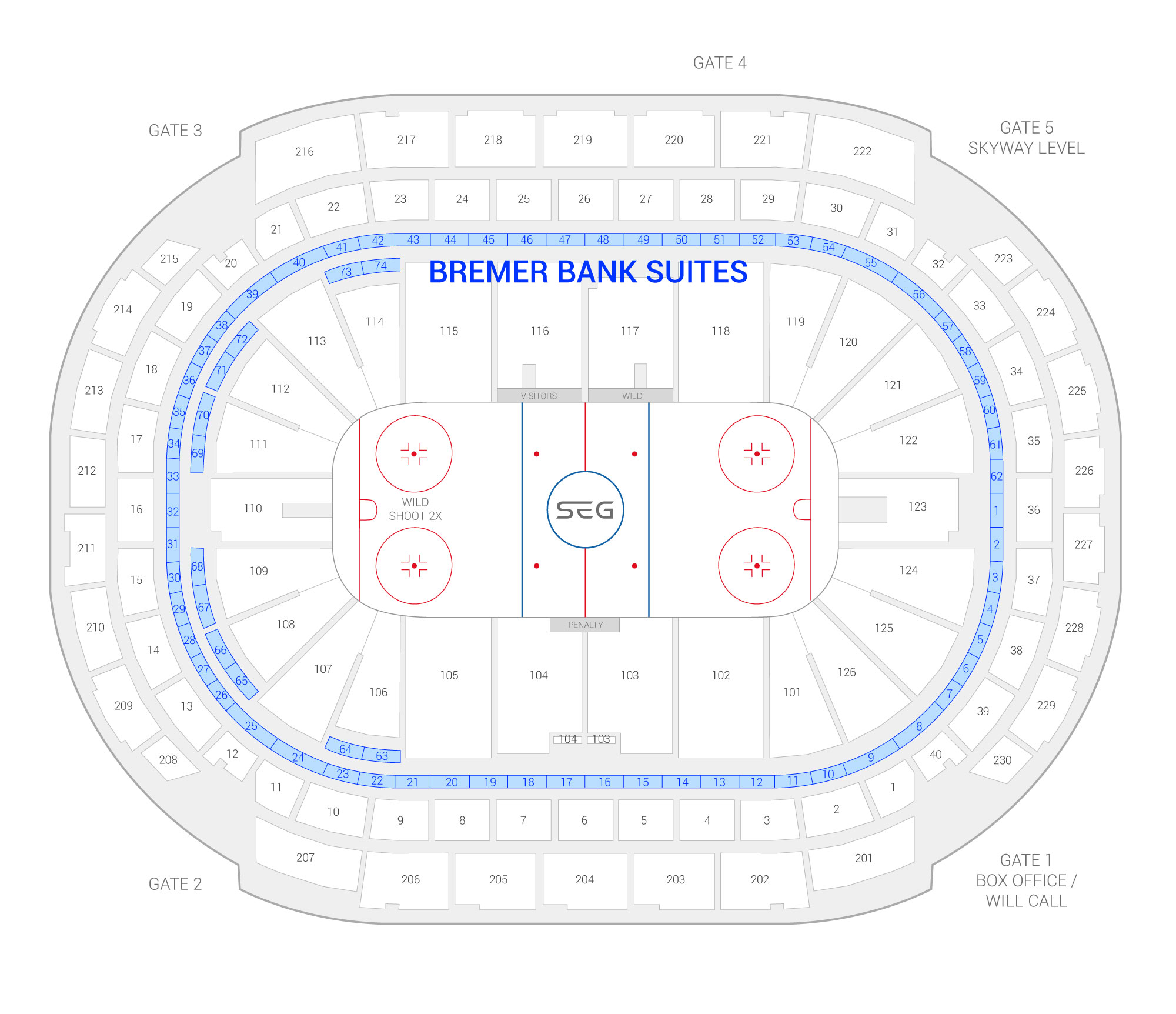 Xcel Energy Center /  Suite Map and Seating Chart