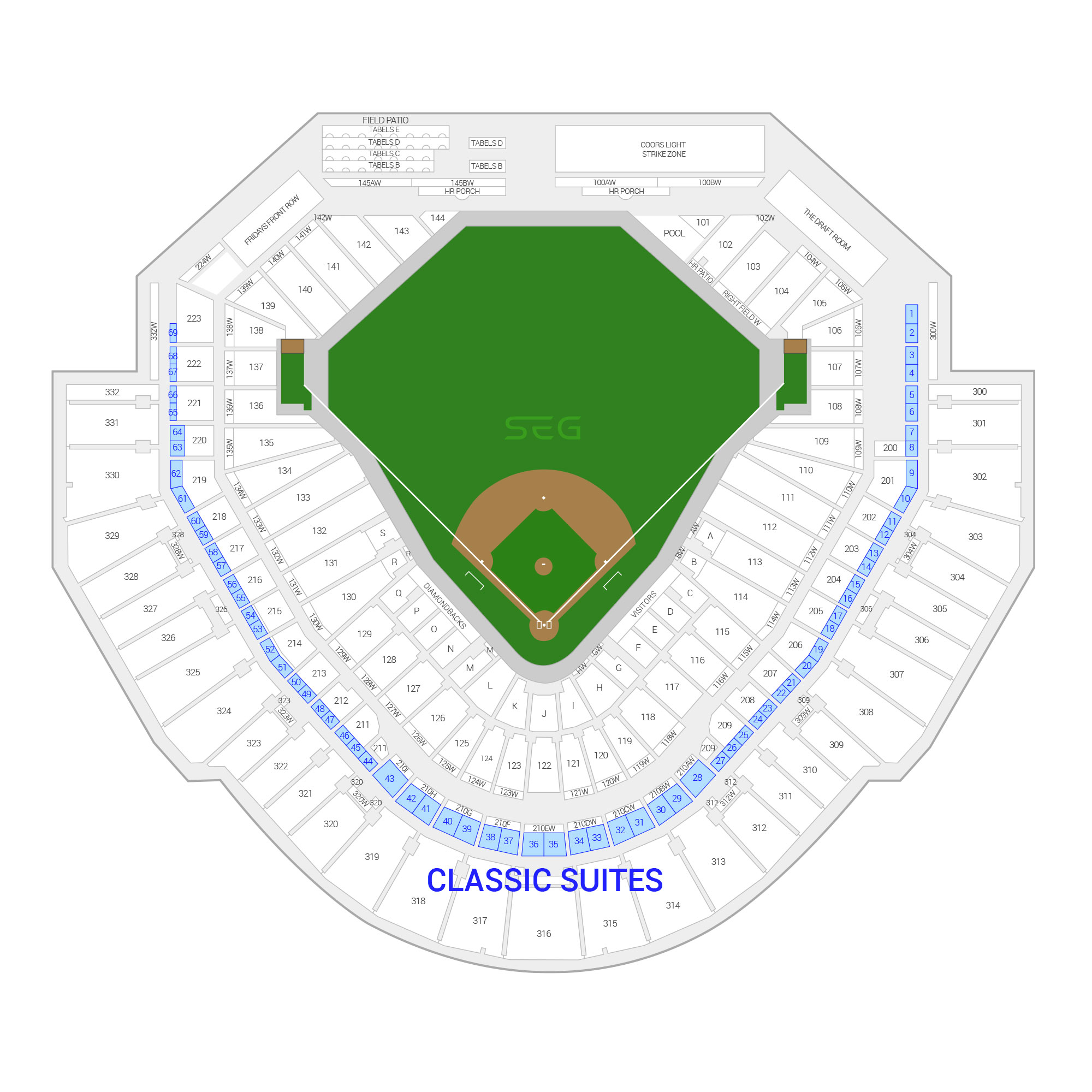 Chase Field /  Suite Map and Seating Chart