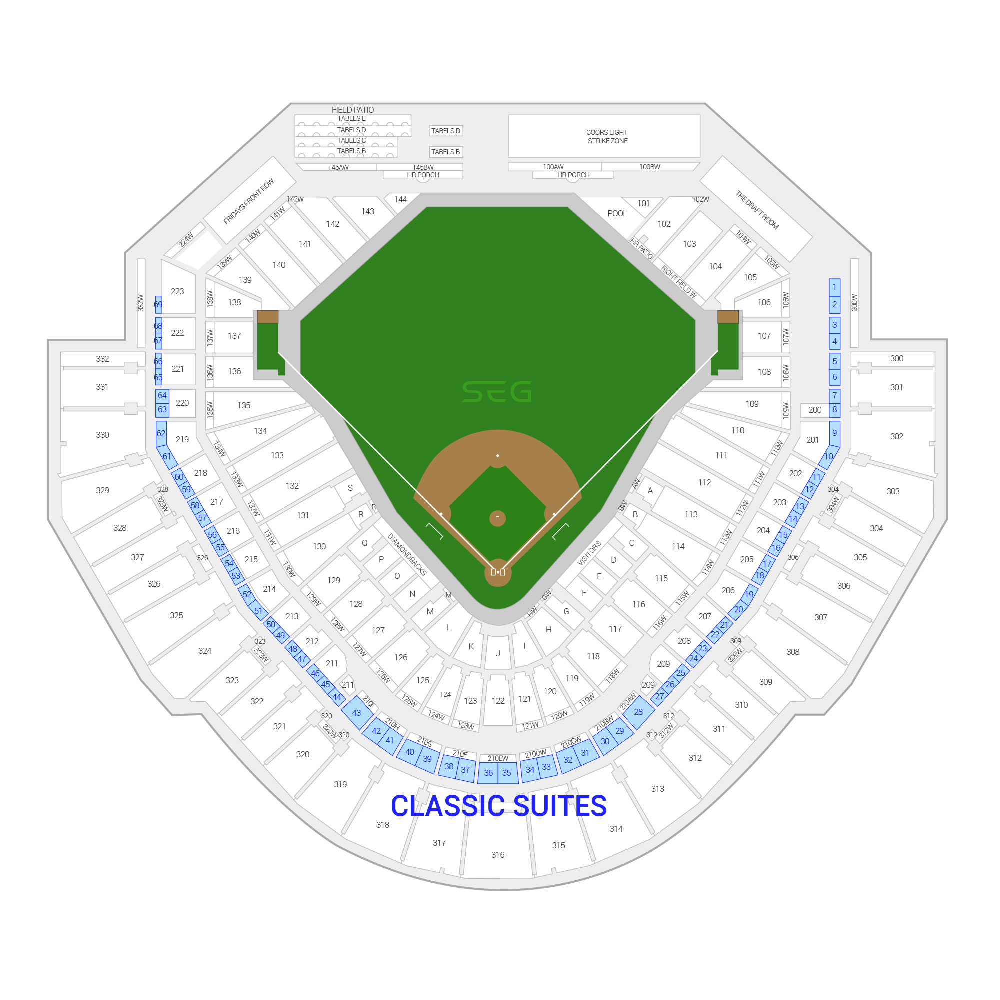 Chase Field / Arizona Diamondbacks Suite Map and Seating Chart