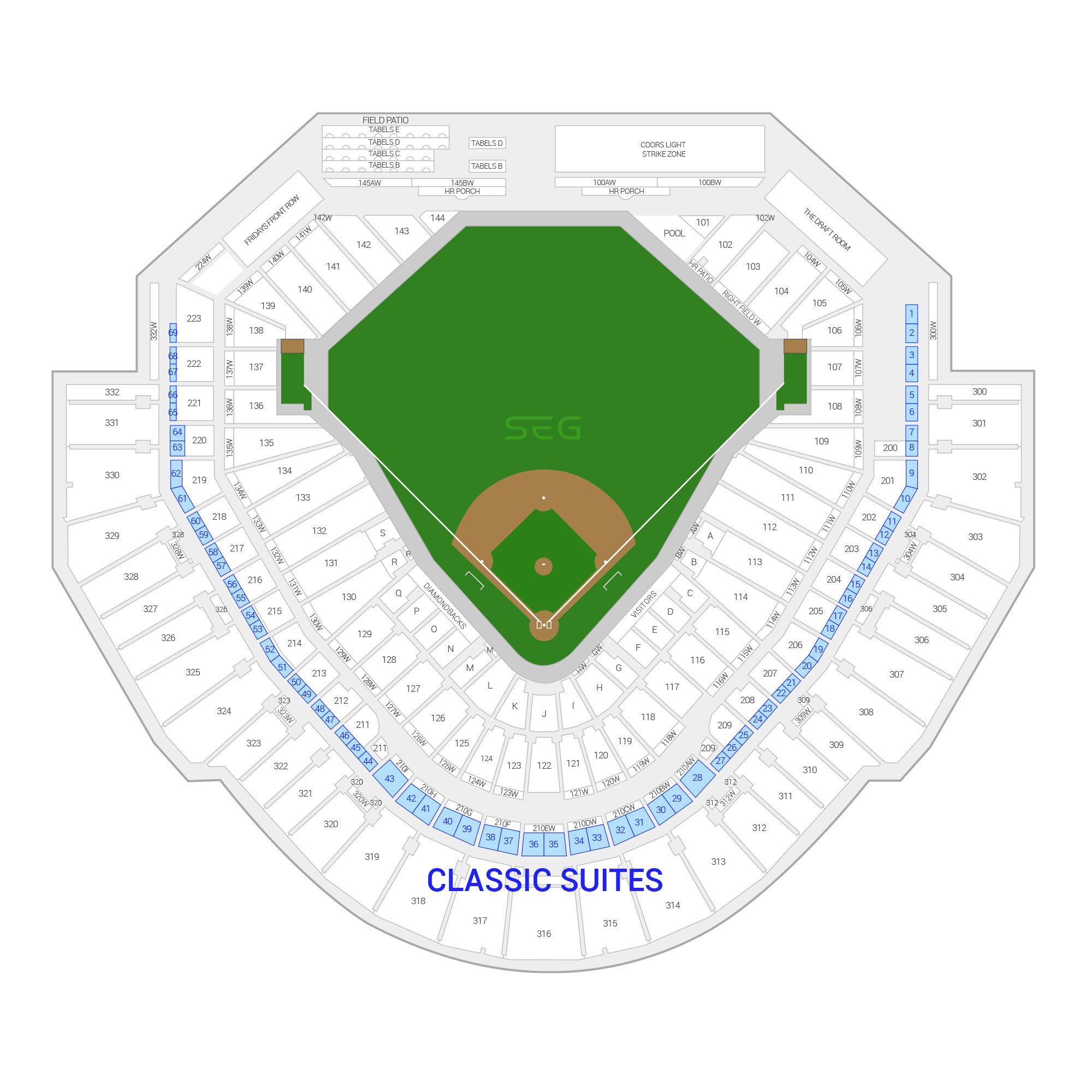Chase Field /  Suite Map and Seating Chart