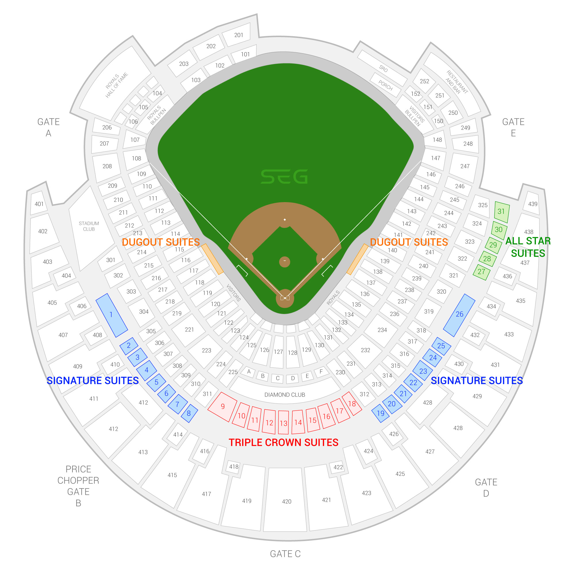 Royals Seating Chart Diamond Club