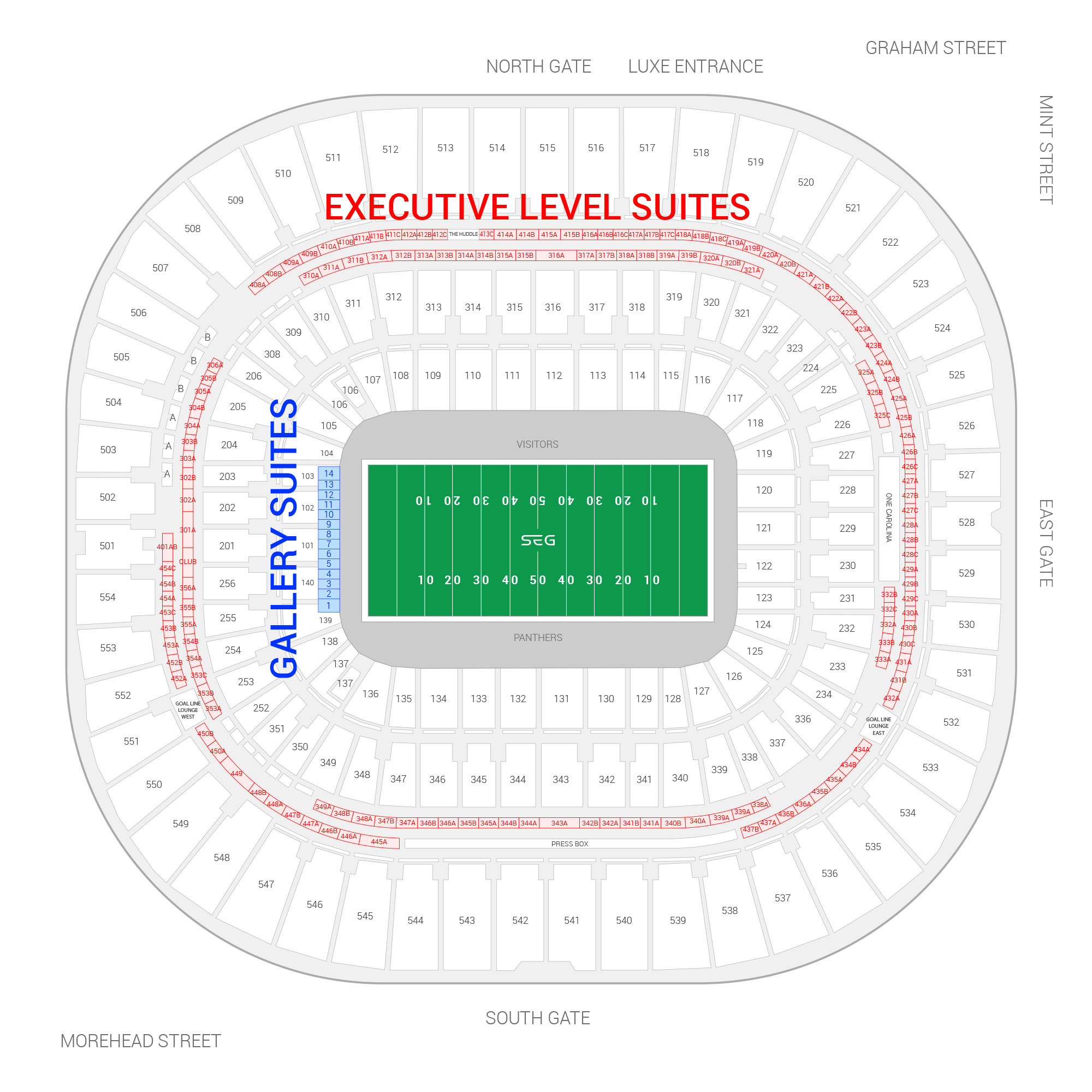 Bank of America Stadium, Charlotte NC - Seating Chart View