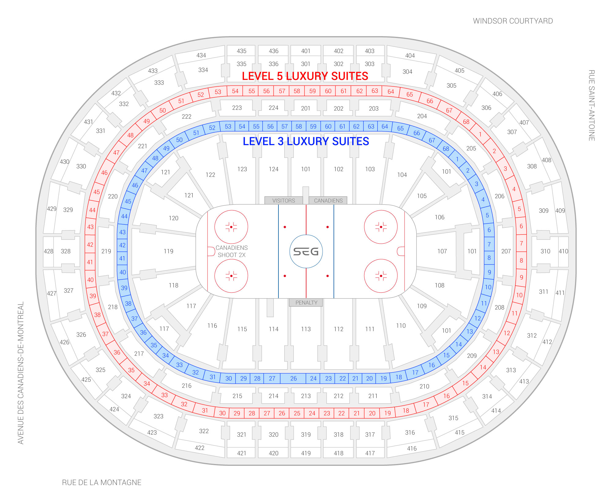 Bell Centre /  Suite Map and Seating Chart