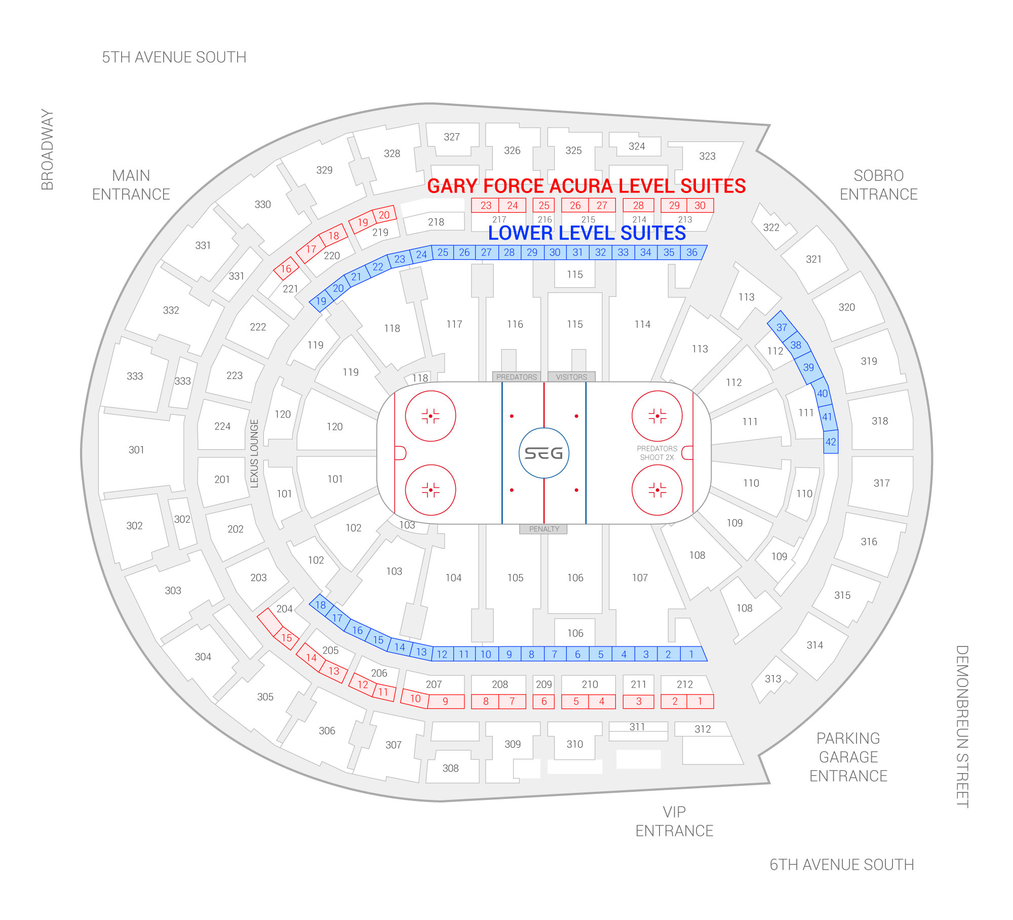 Bridgestone Arena Seating Chart Images