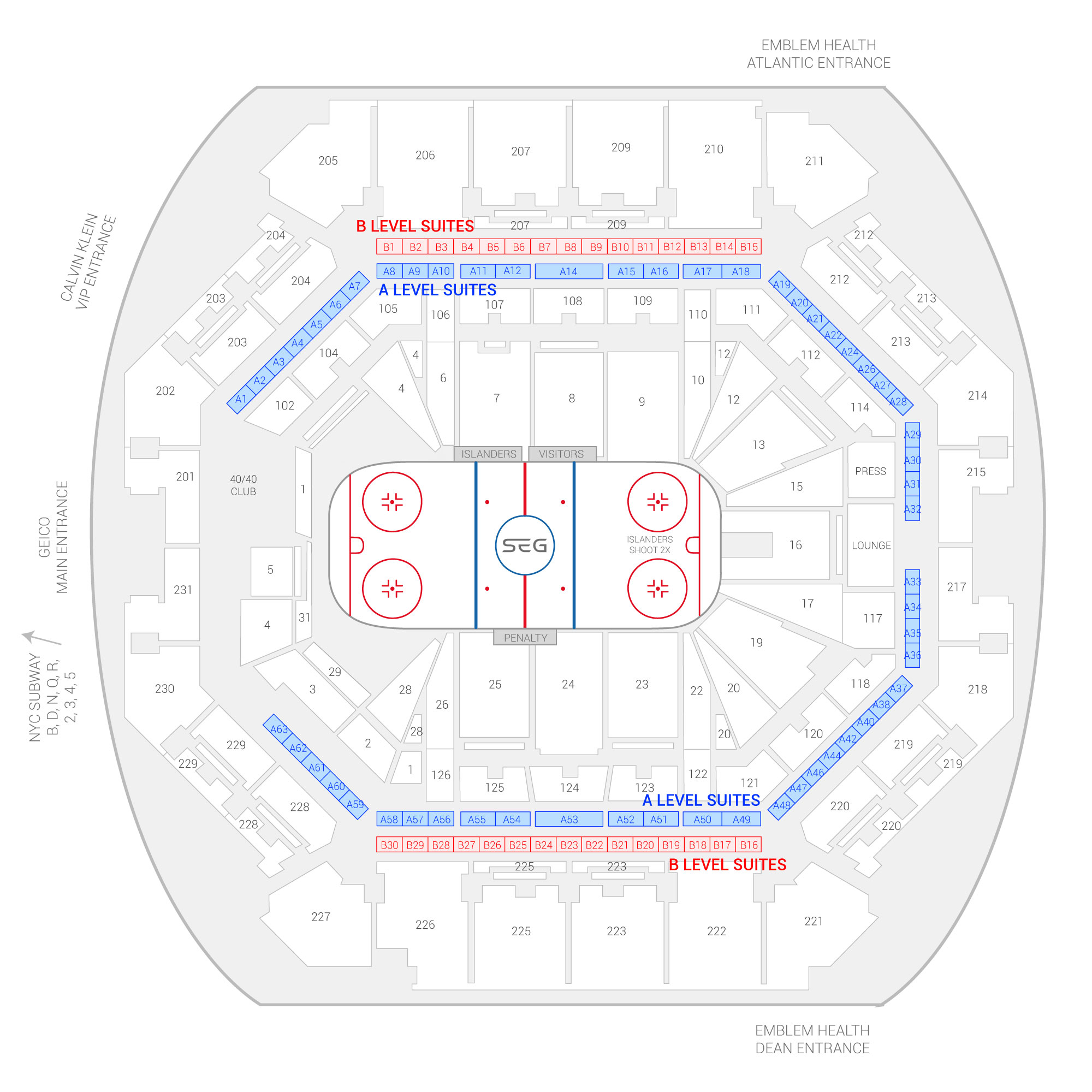Nassau Veterans Memorial Coliseum /  Suite Map and Seating Chart