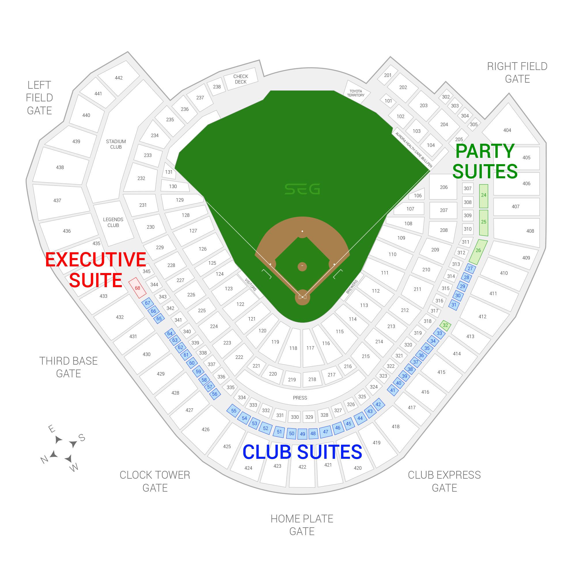 American Family Field / Milwaukee Brewers Suite Map and Seating Chart