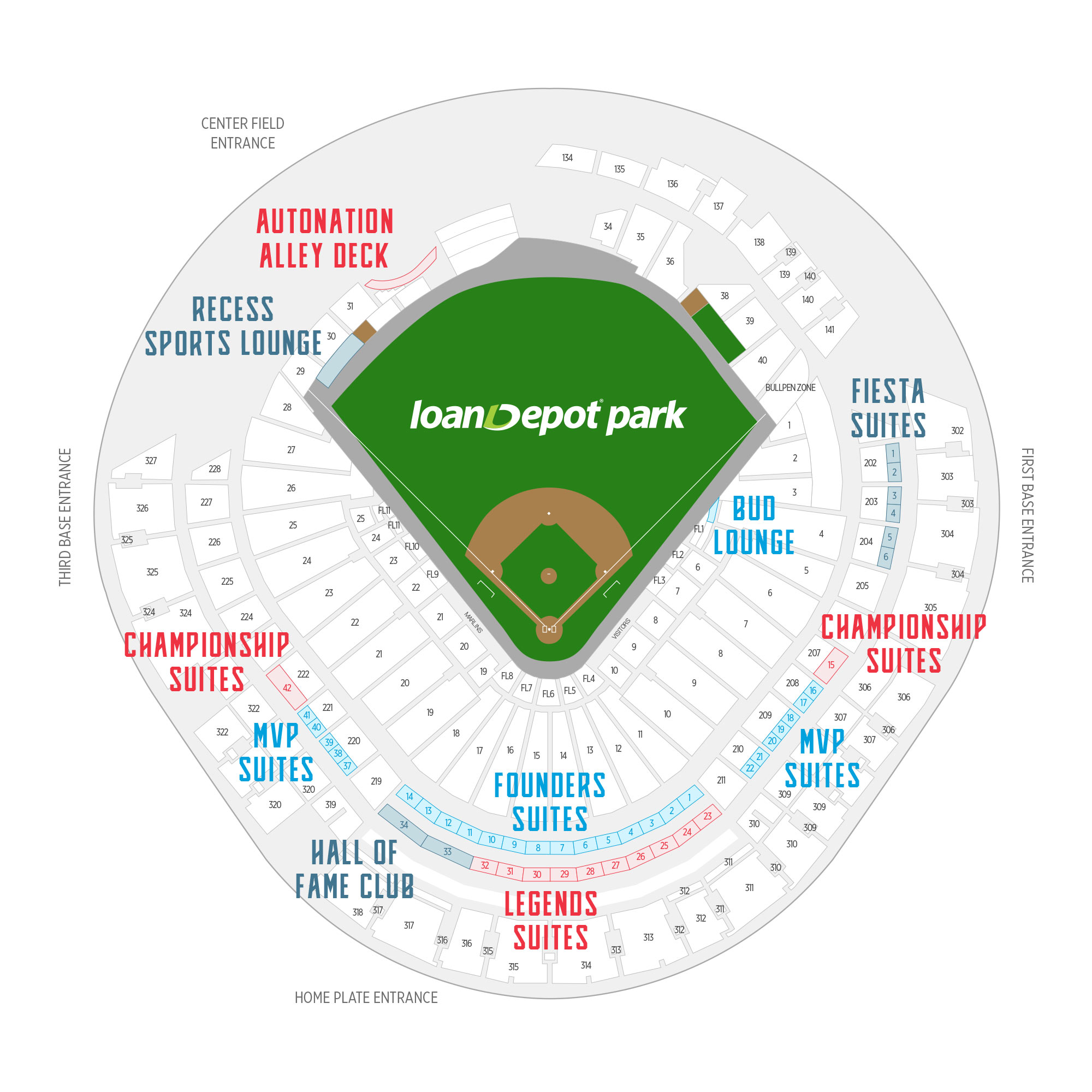 loanDepot park /  Suite Map and Seating Chart