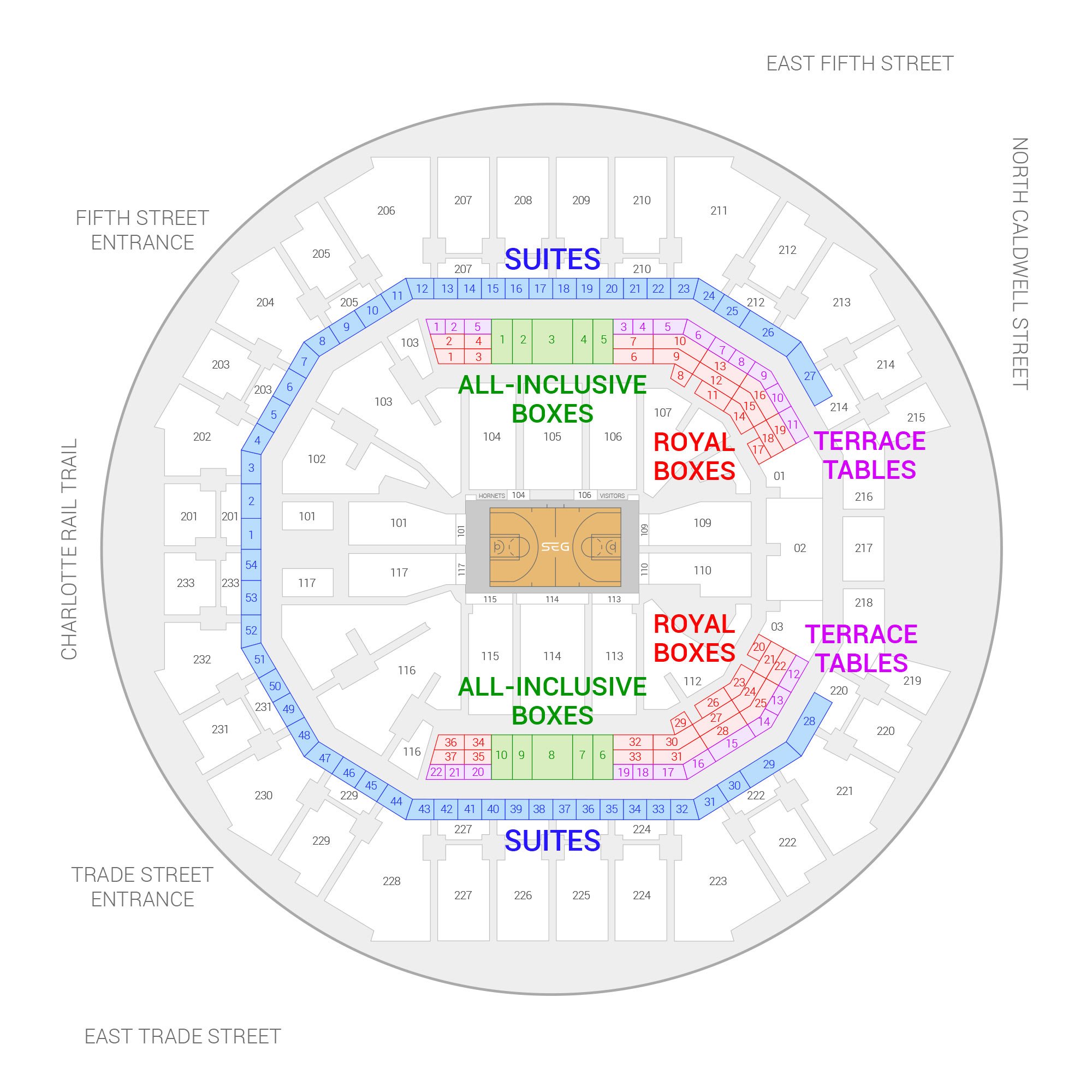 Spectrum Center /  Suite Map and Seating Chart