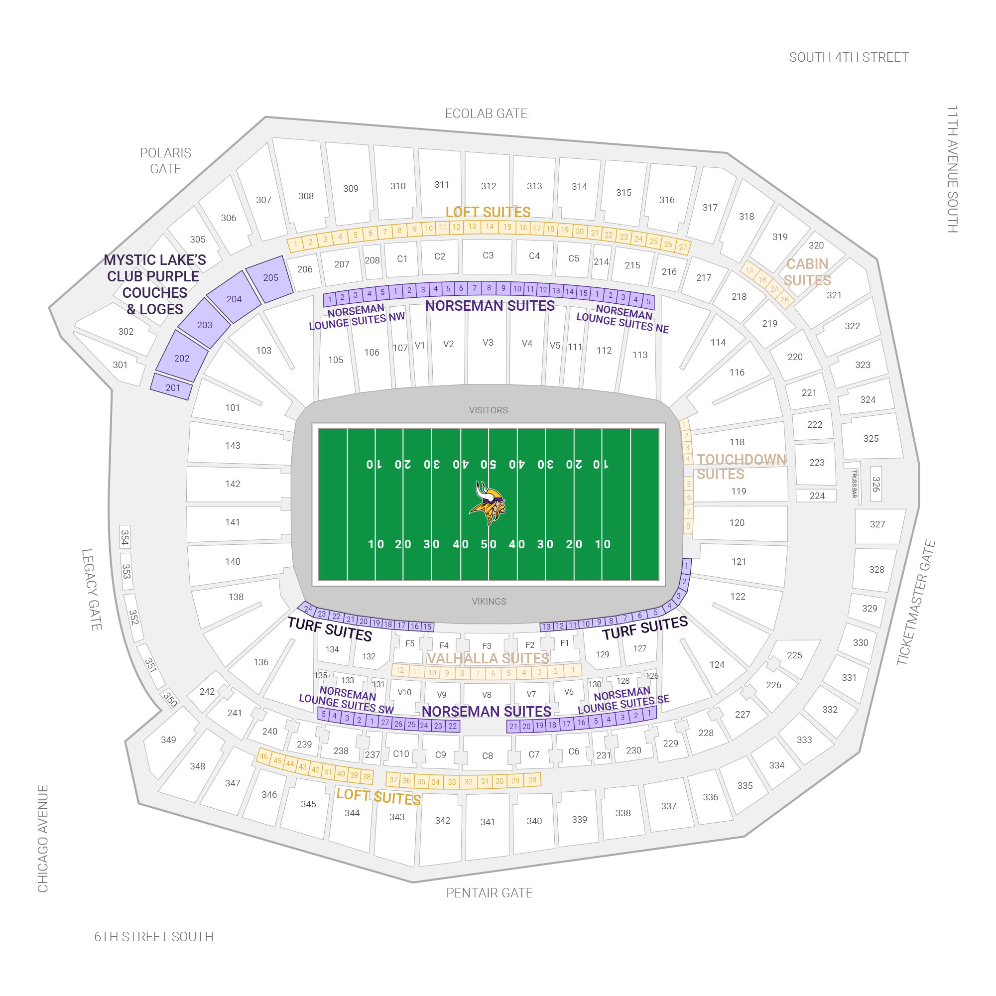 Us Bank Stadium Seating Chart With Rows And Seat Numbers