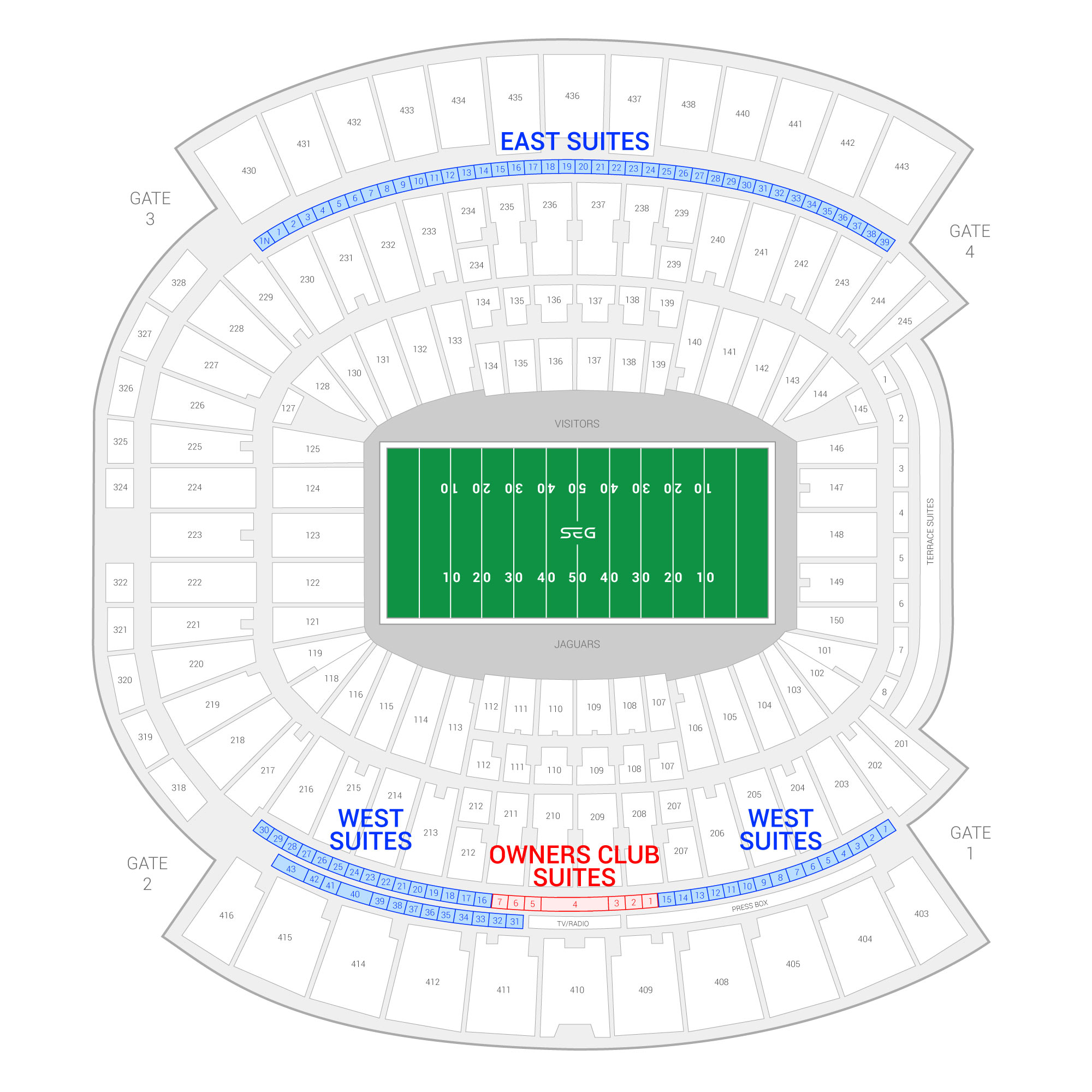 Everbank Field Seating Chart With Rows And Seat Numbers