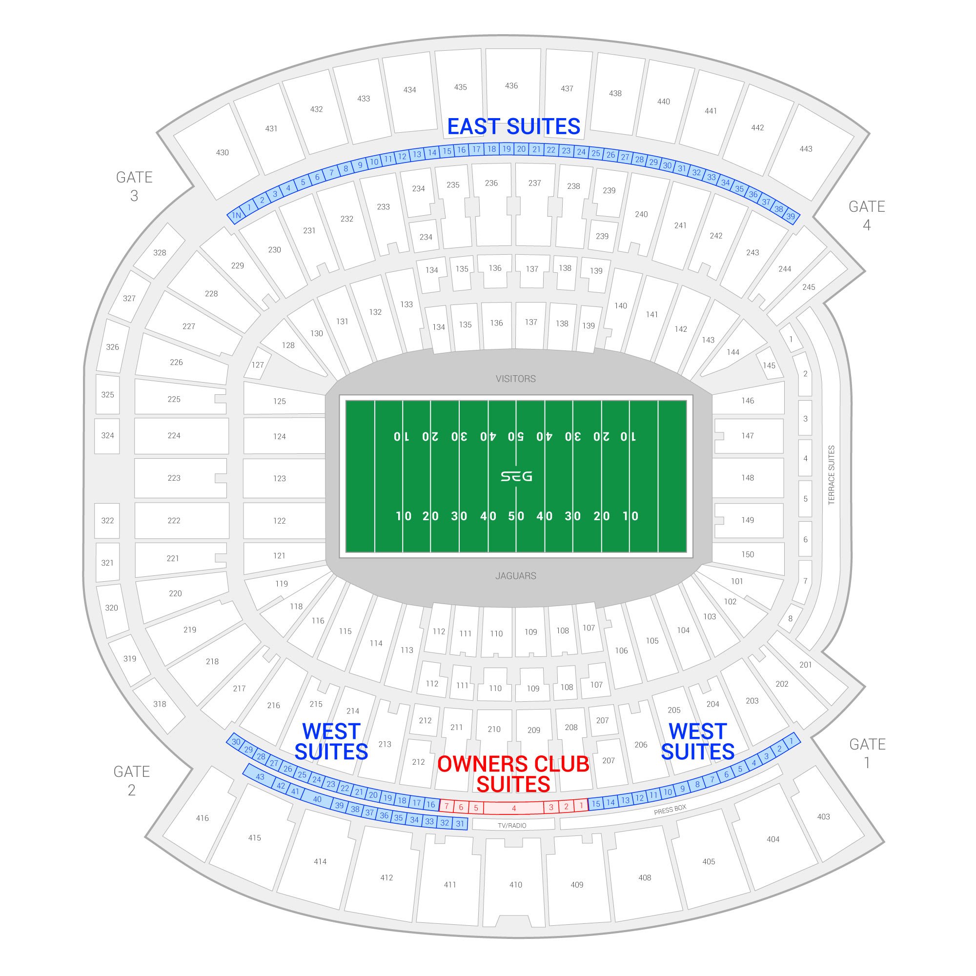 TIAA Bank Field /  Suite Map and Seating Chart