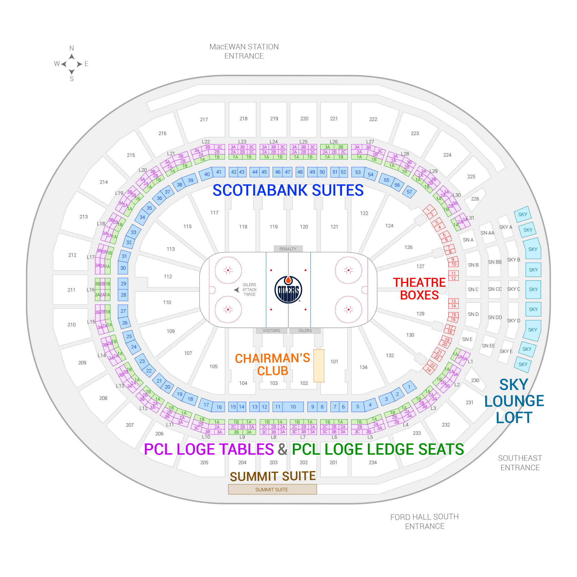 Rogers Place / Edmonton Oilers Suite Map and Seating Chart