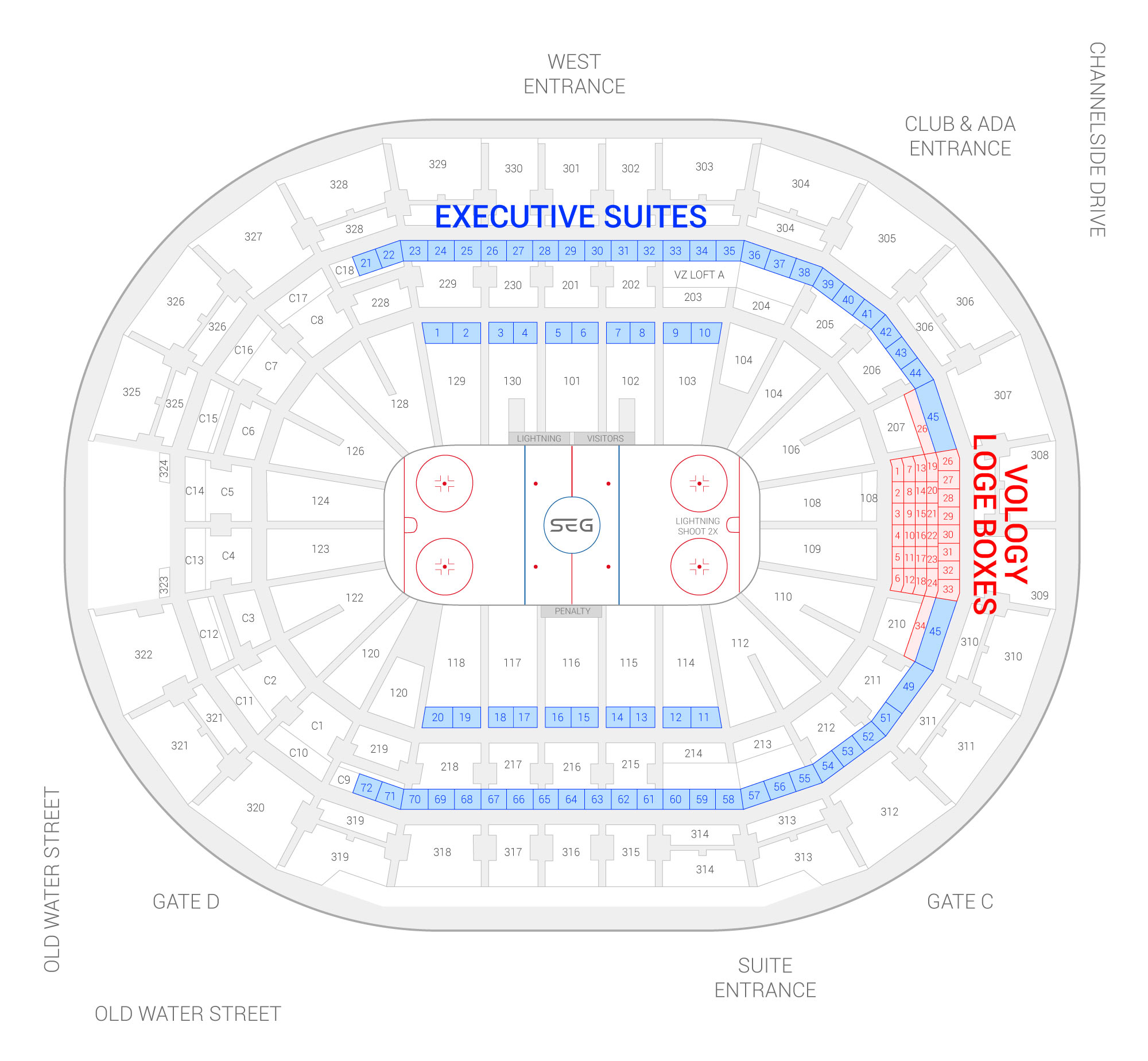 Individual Tickets - Amalie Arena Seating Chart With Rows And Seat