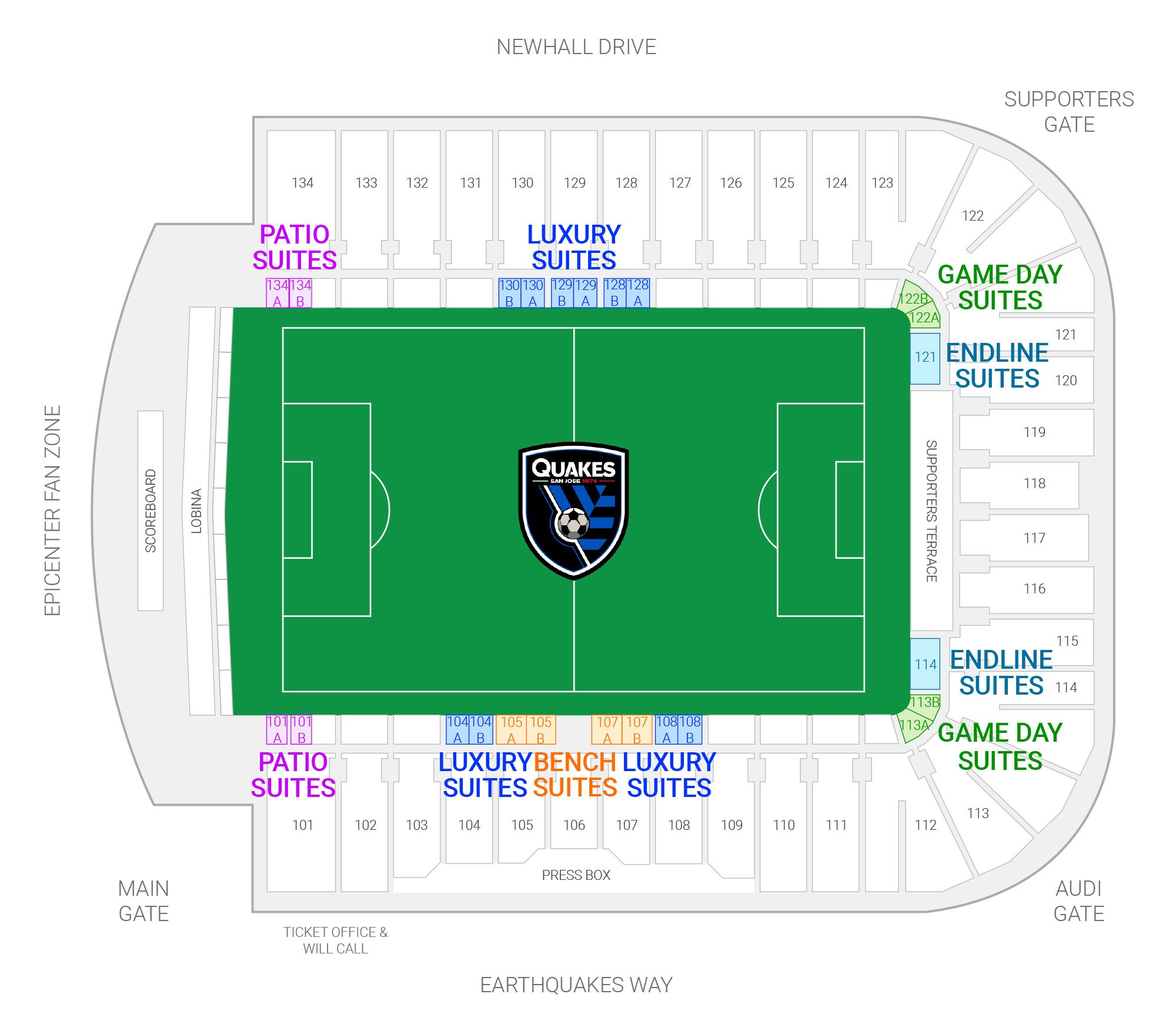 PayPal Park (Formerly Avaya Stadium) / San Jose Earthquakes Suite Map and Seating Chart