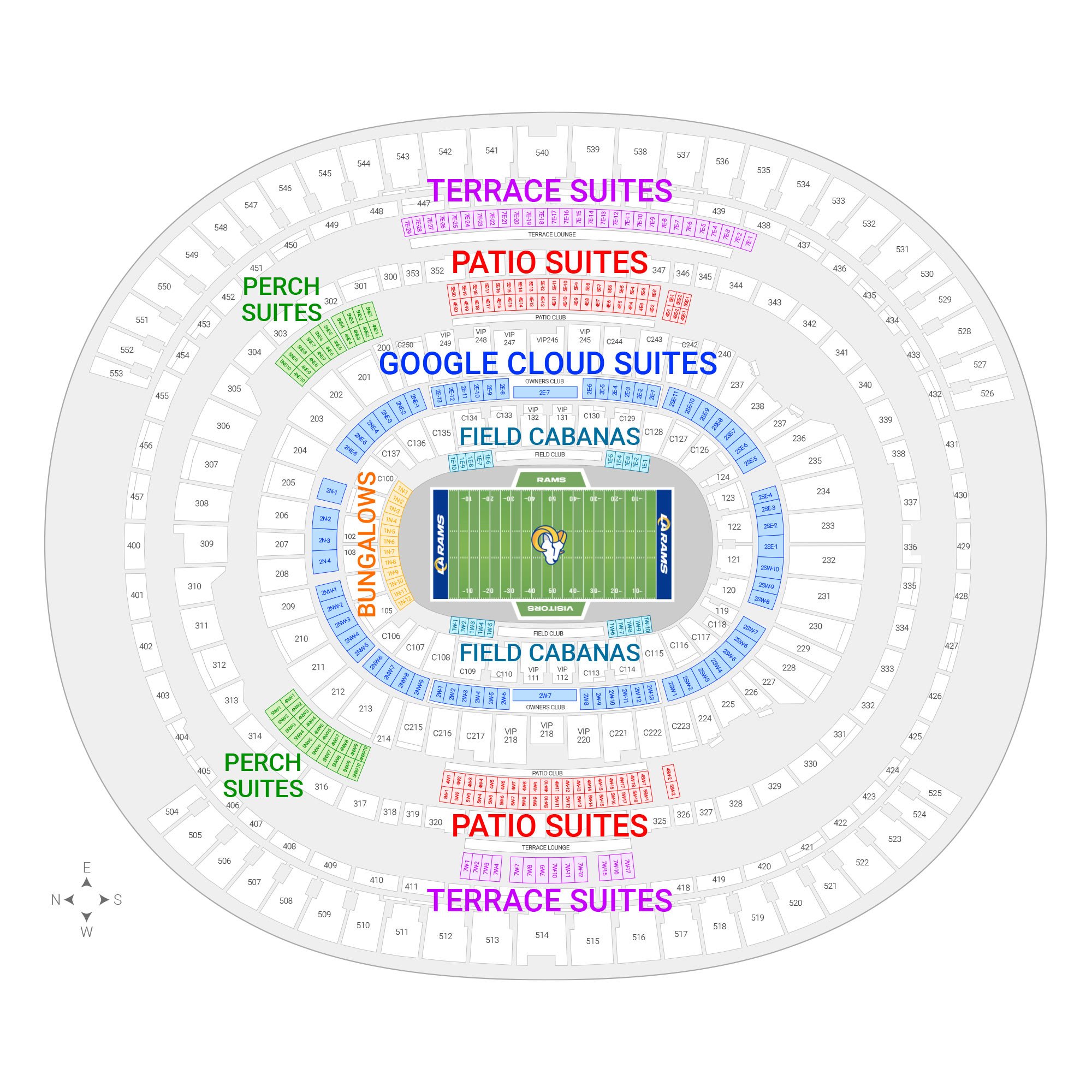 SoFi Stadium / Los Angeles Rams Suite Map and Seating Chart